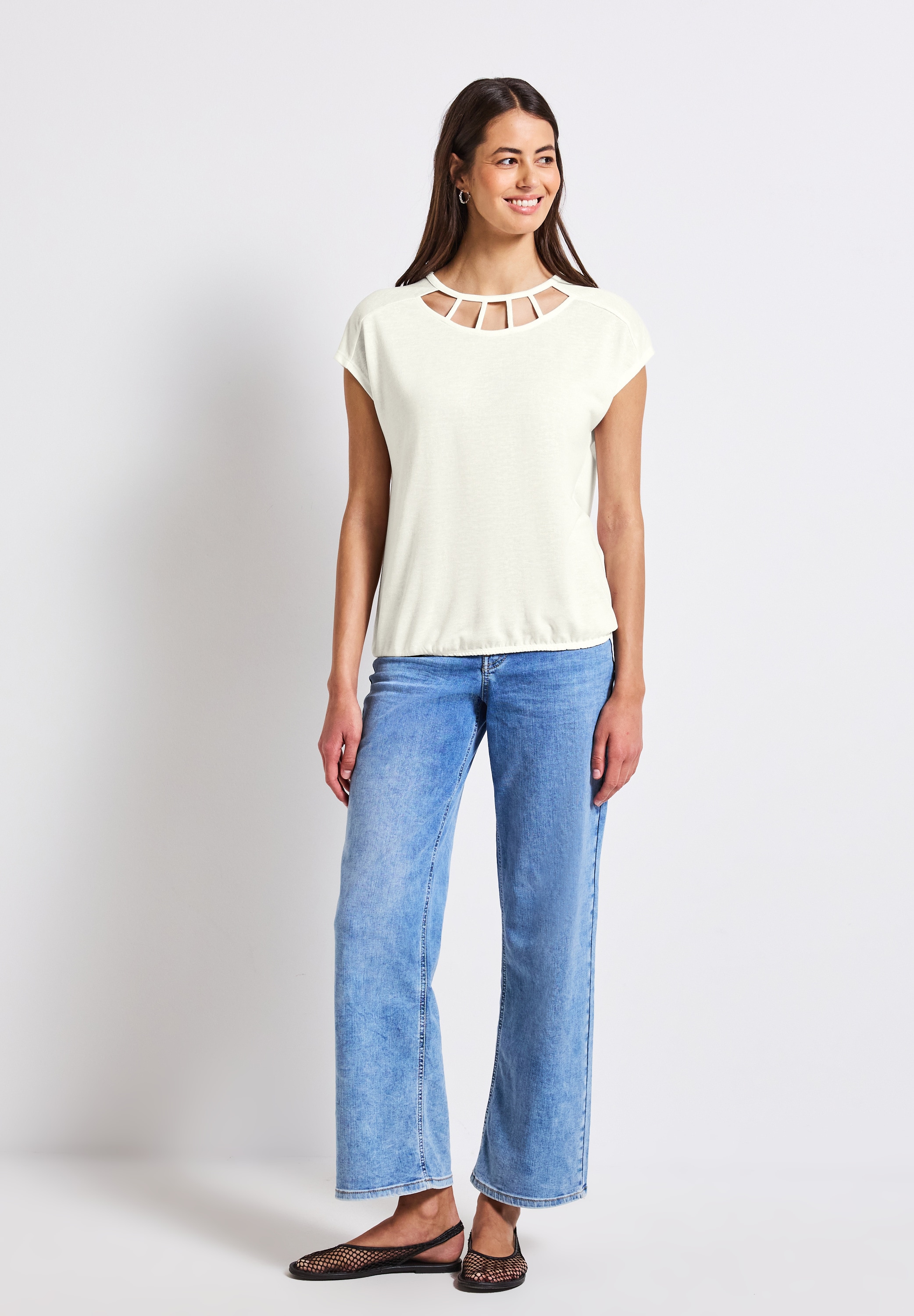 STREET ONE T-Shirt, aus elastischem Materialmix