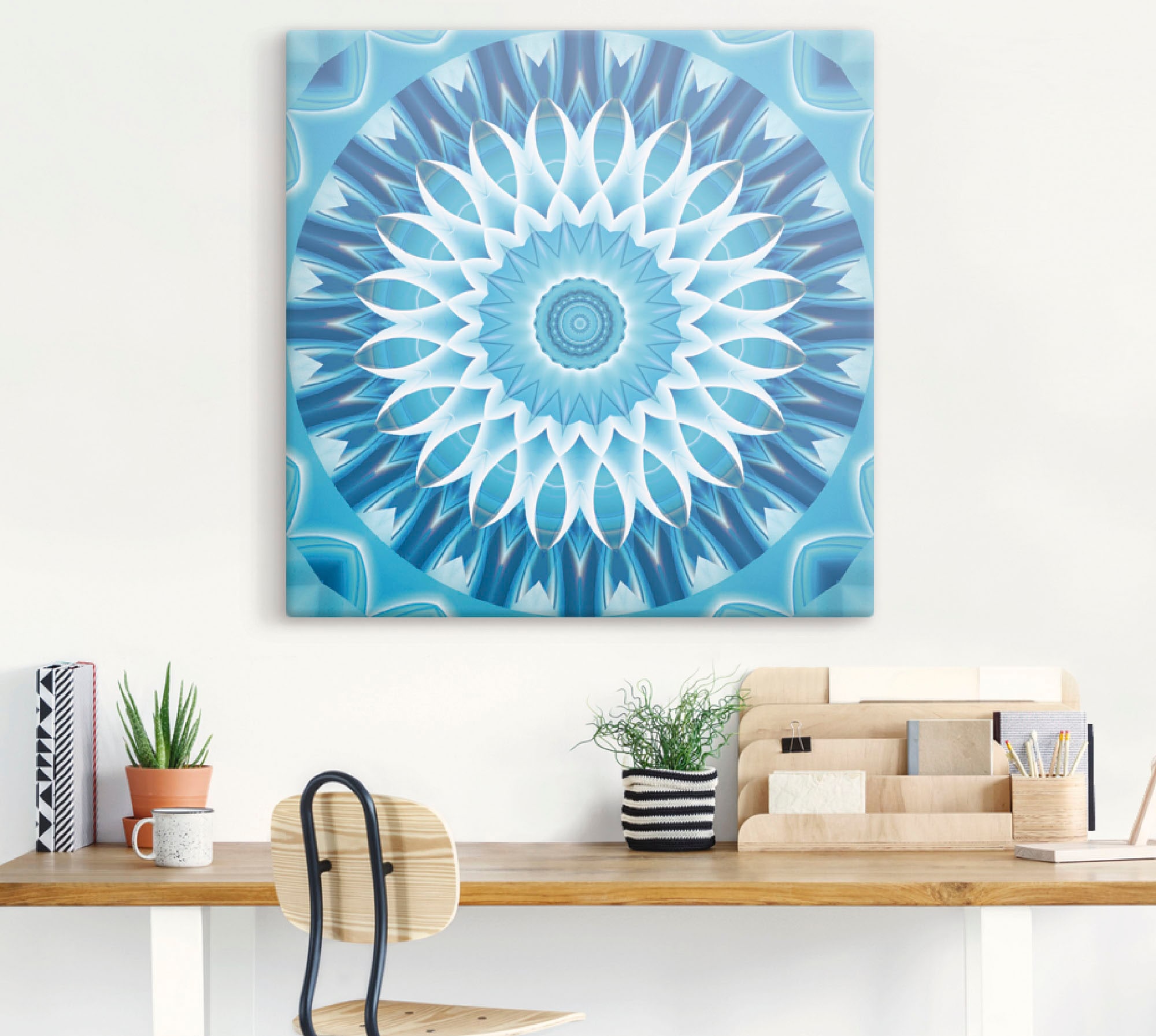Artland Wandbild »Mandala blau Blüte«, Muster, (1 St.), als Leinwandbild in verschied. Größen