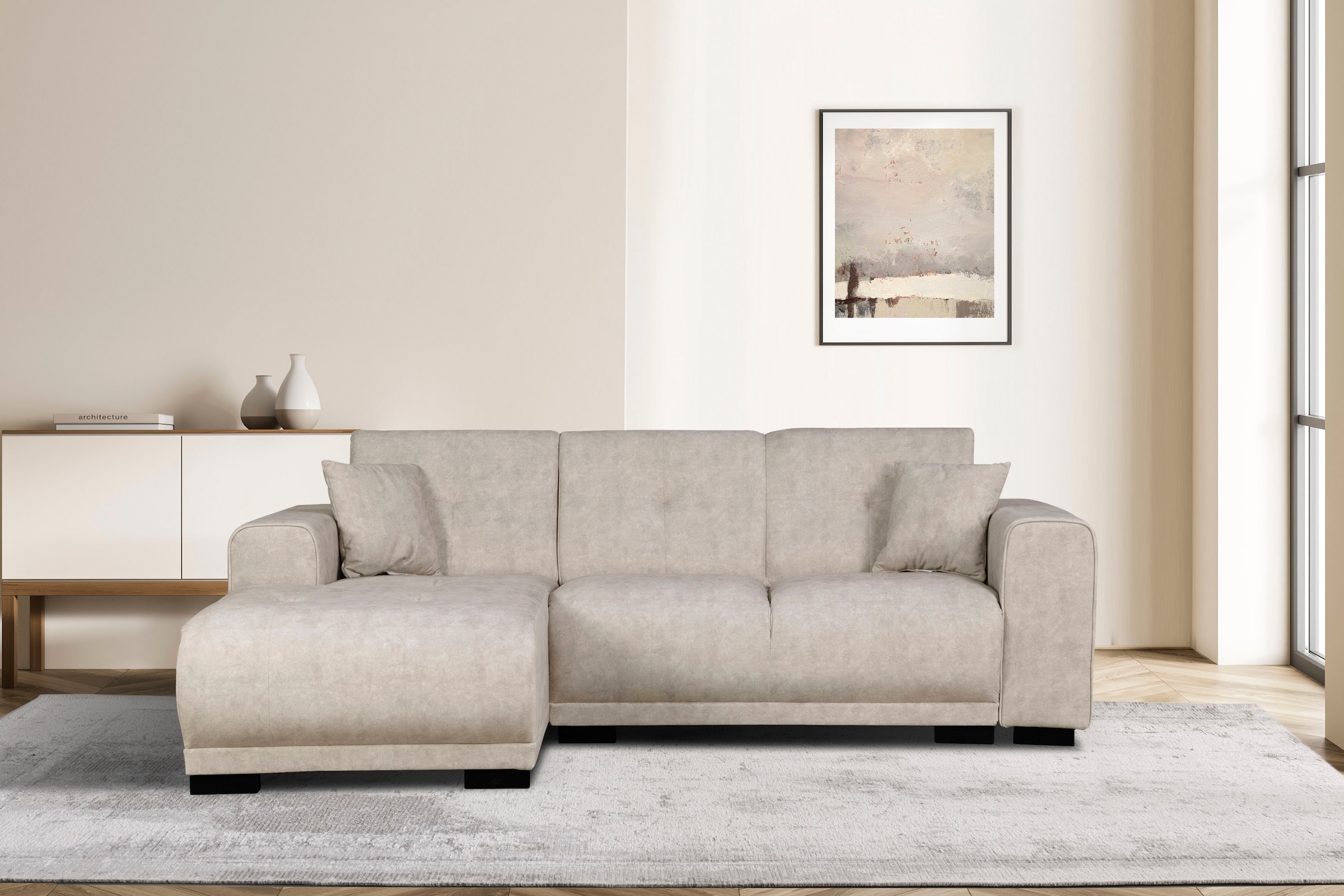 Home affaire Ecksofa »Langeland L-Form«, incl. 2 Zierkissen, Recamiere wahlweise links oder rechts