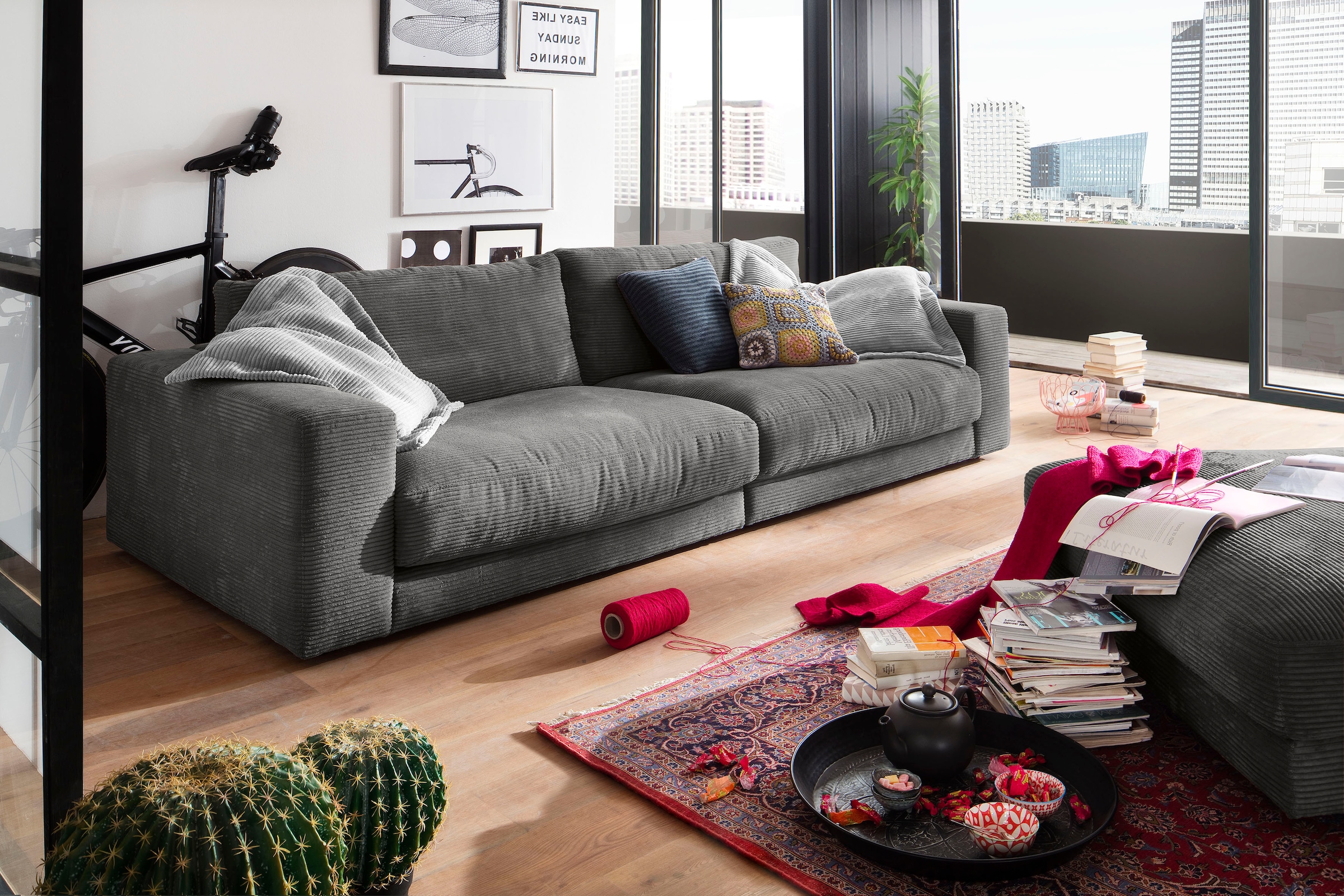 3C Candy Big-Sofa »Enisa«, Zeitloses bestellen Breitcord stylisches BAUR und und Loungemöbel, in | Fein