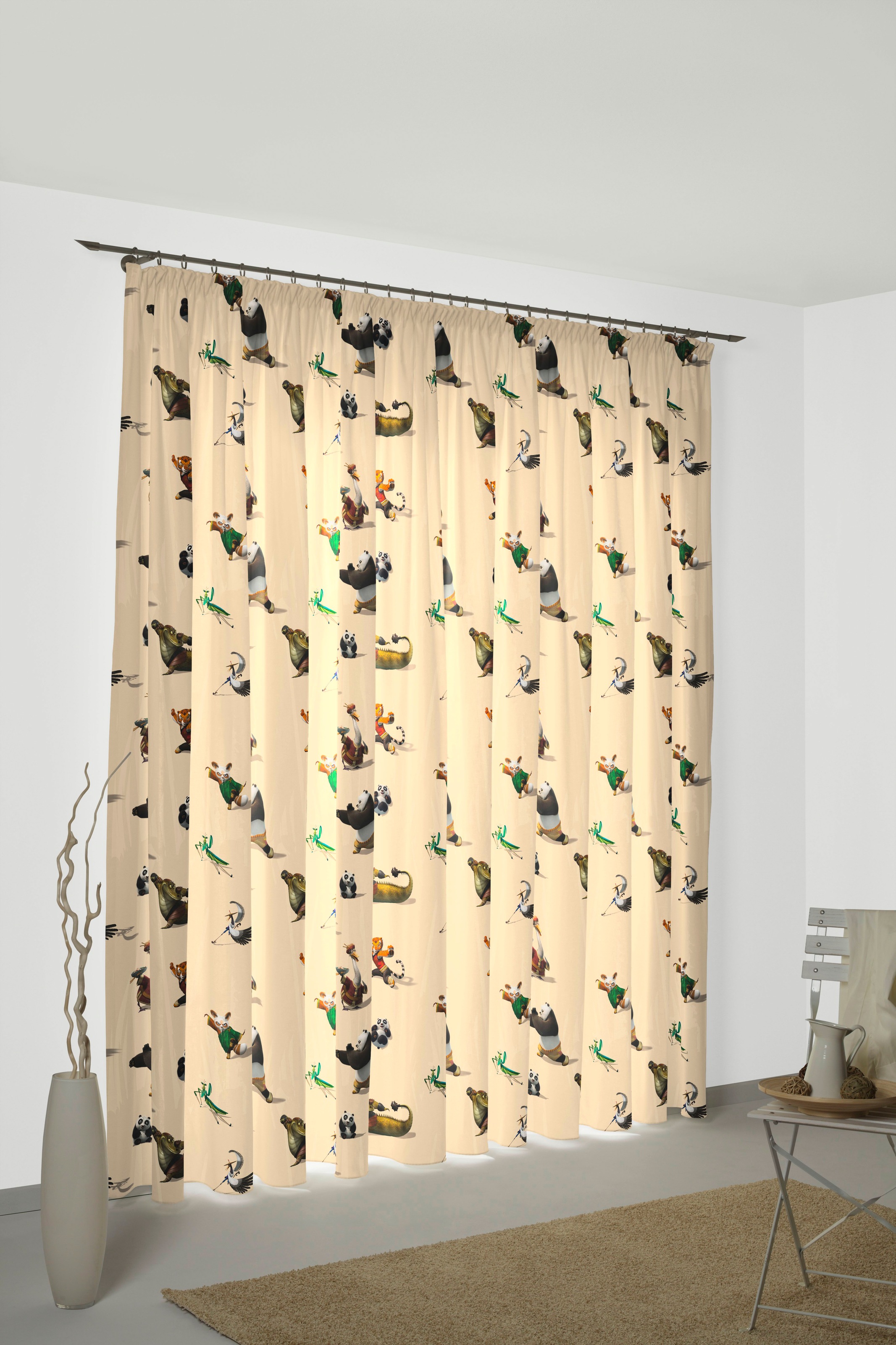 Vorhang WIRTH, B:142cm H:245cm, beige, Satin, Polyester, Kinderzimmer, Gardinen, "Kung Fu Panda", Universal Pictures