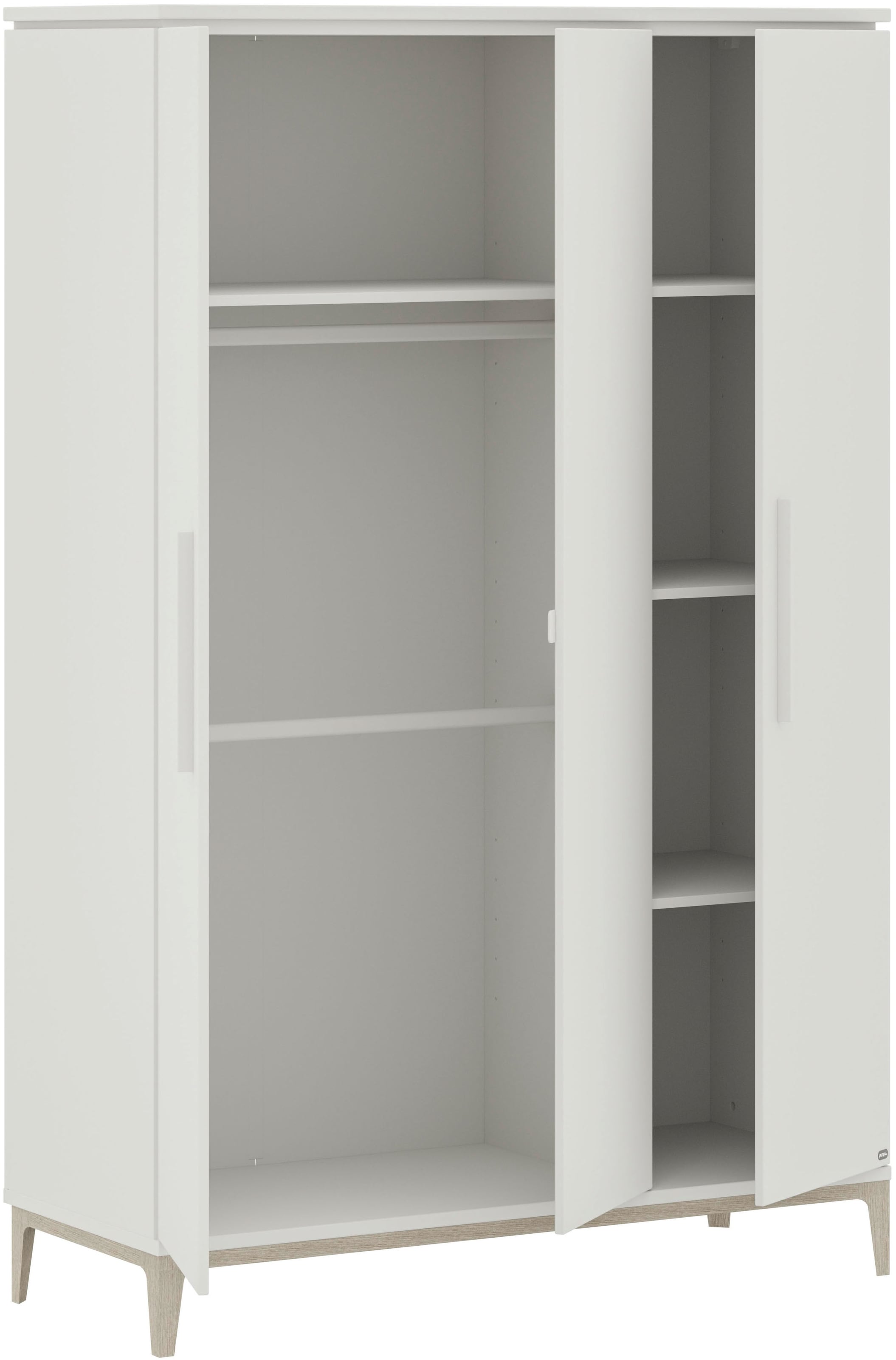 PAIDI Kleiderschrank »CUTIE LEA in Weiß, verschiedene Größen, Türen mit Soft-Close-Funktion« B/H/T ca. 95-131/200/52cm, mit 2 oder 3 Türen, Off-White,  stabiler Drehtürenschrank aus Holz, mit Kleiderstangen & Einlegeböden