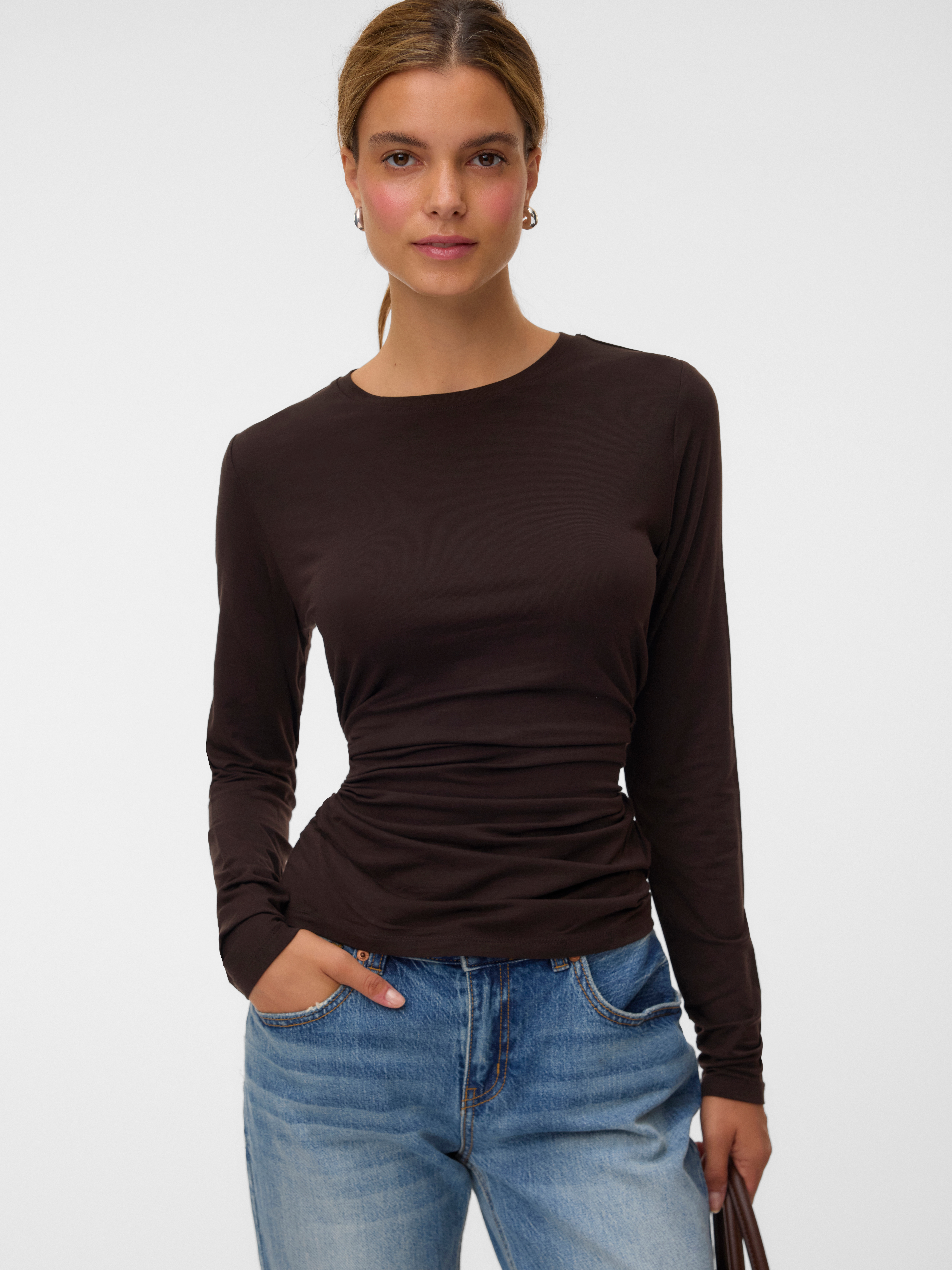 Vero Moda Langarmshirt "VMAVA SARAH LS TOP JRS NOOS" Materialmix, regular fit