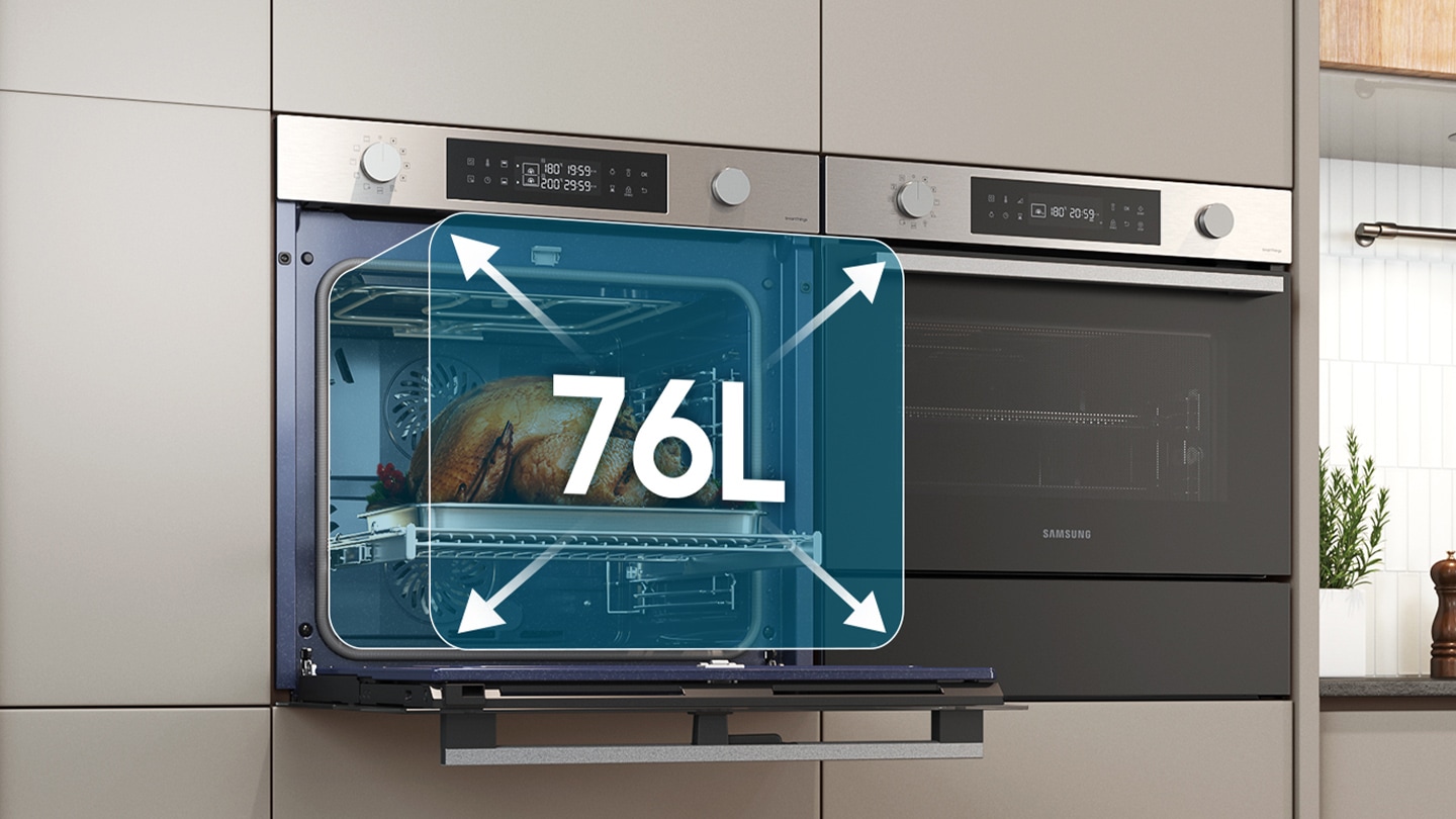 Samsung Einbaubackofen NV7400B »NV7B41307AS«, Pyrolyse-Selbstreinigung, Raumwunder - XXL-Innenraum mit 76L, langsam schließender Tür und WiFi