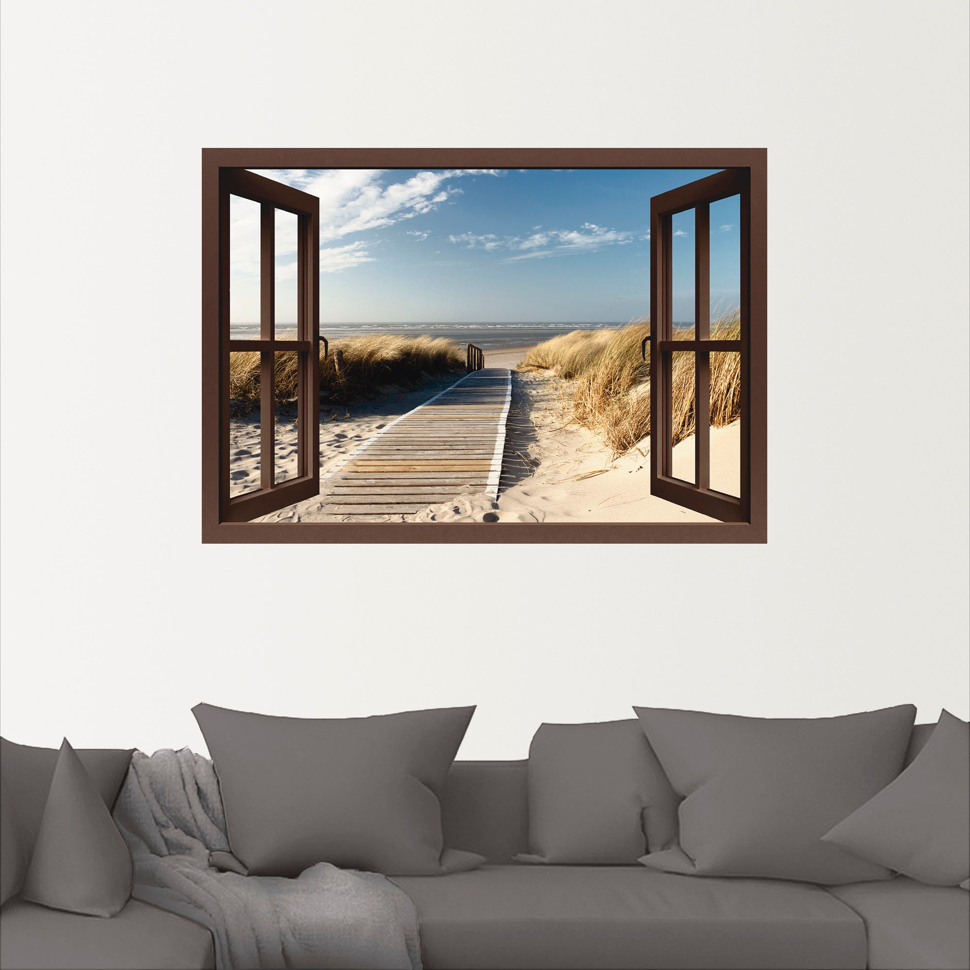 Artland Wandbild "Fensterblick Nordseestrand auf Langeoog", Fensterblick, ( günstig online kaufen