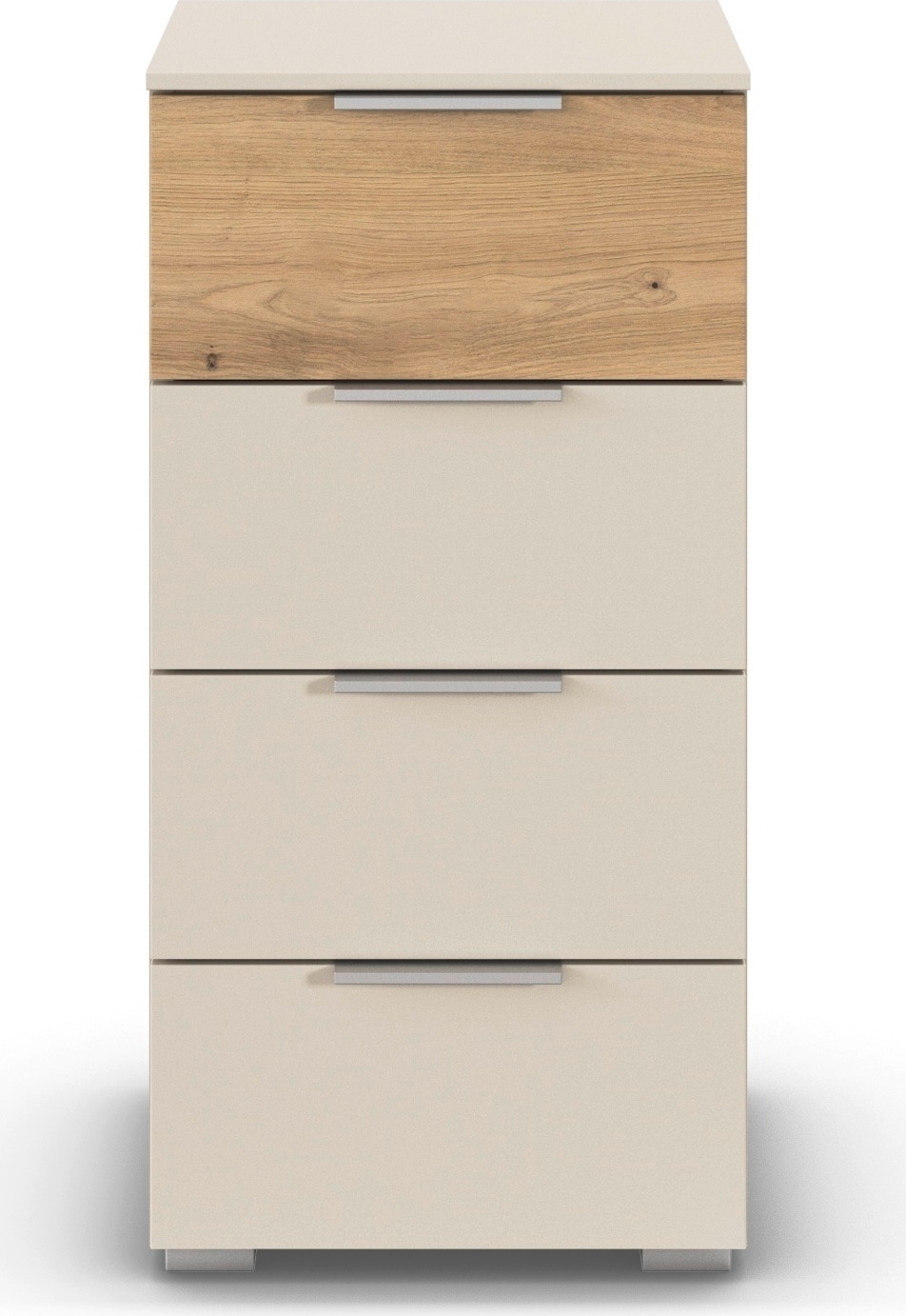 OTTO home Schubkastenkommode "Highboard Sideboard Schubladenkommode Kommode Schlafzimmer ASTANA" Breite 40 cm / Höhe 81 cm, mit 4 geräumigen Schubladen, Kantengriff in Alufarben MADE IN GERMANY