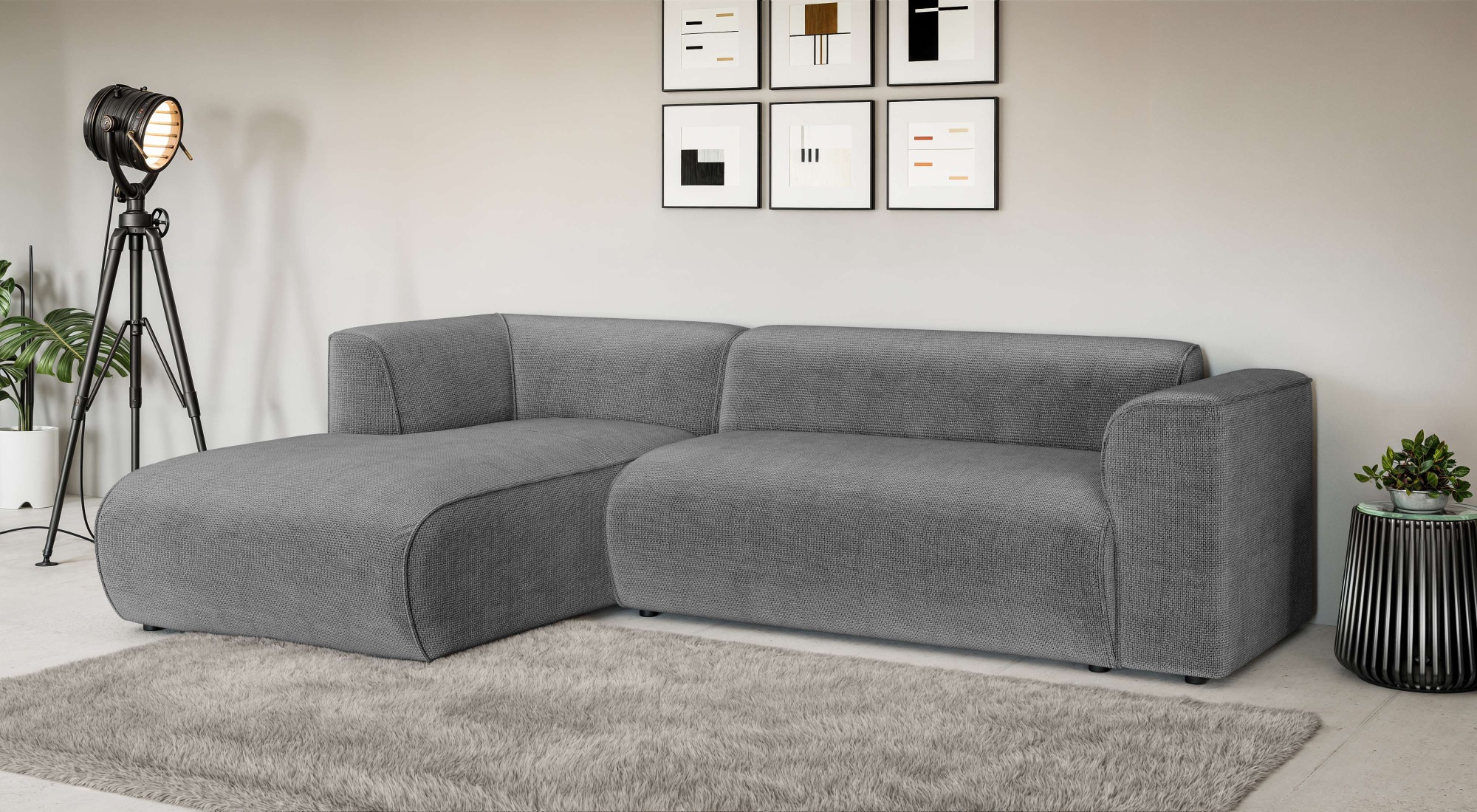 Home affaire Ecksofa "GENTON L-Form (257 cm), zeitlos & stilvolles Design," Aufwendig gepolstert, in Cord, Chenille und Struktur