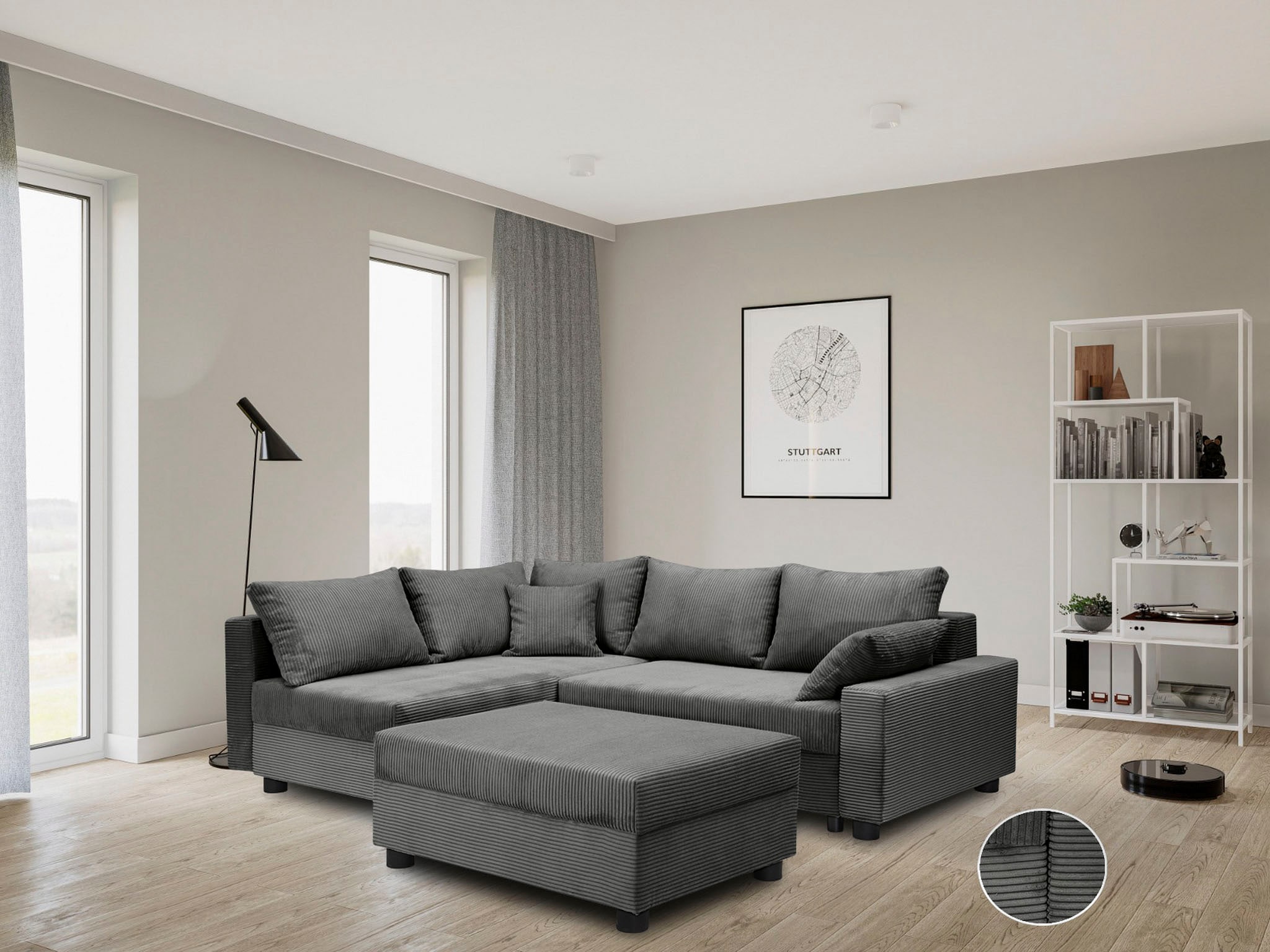 COLLECTION AB Ecksofa "Parma L-Form, B: 224 cm" Schlaffunktion, Bettkasten & 2 Zierkissen, Federkern