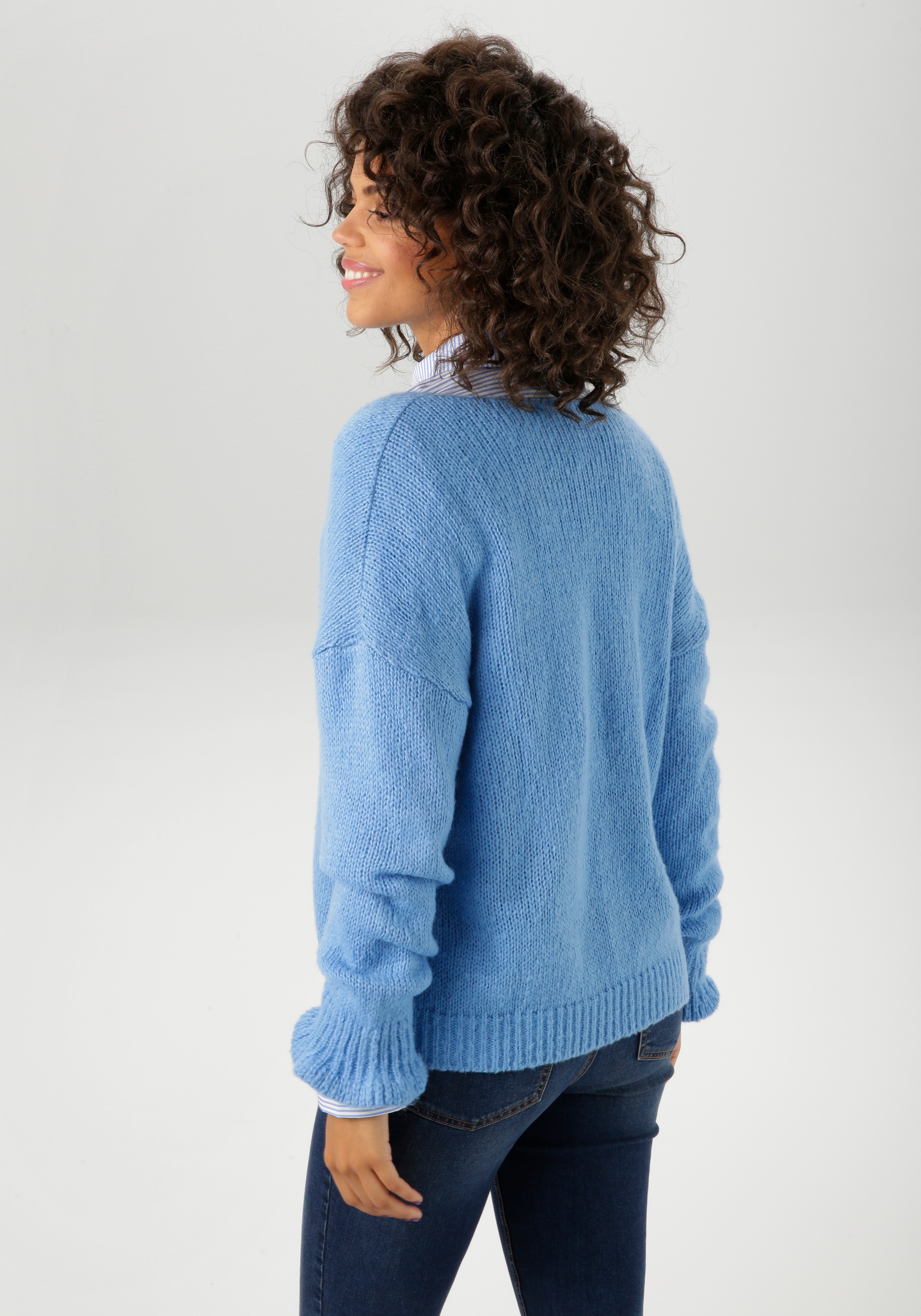 Aniston CASUAL Strickjacke mit trendigen Bindebändern zu schließen günstig online kaufen