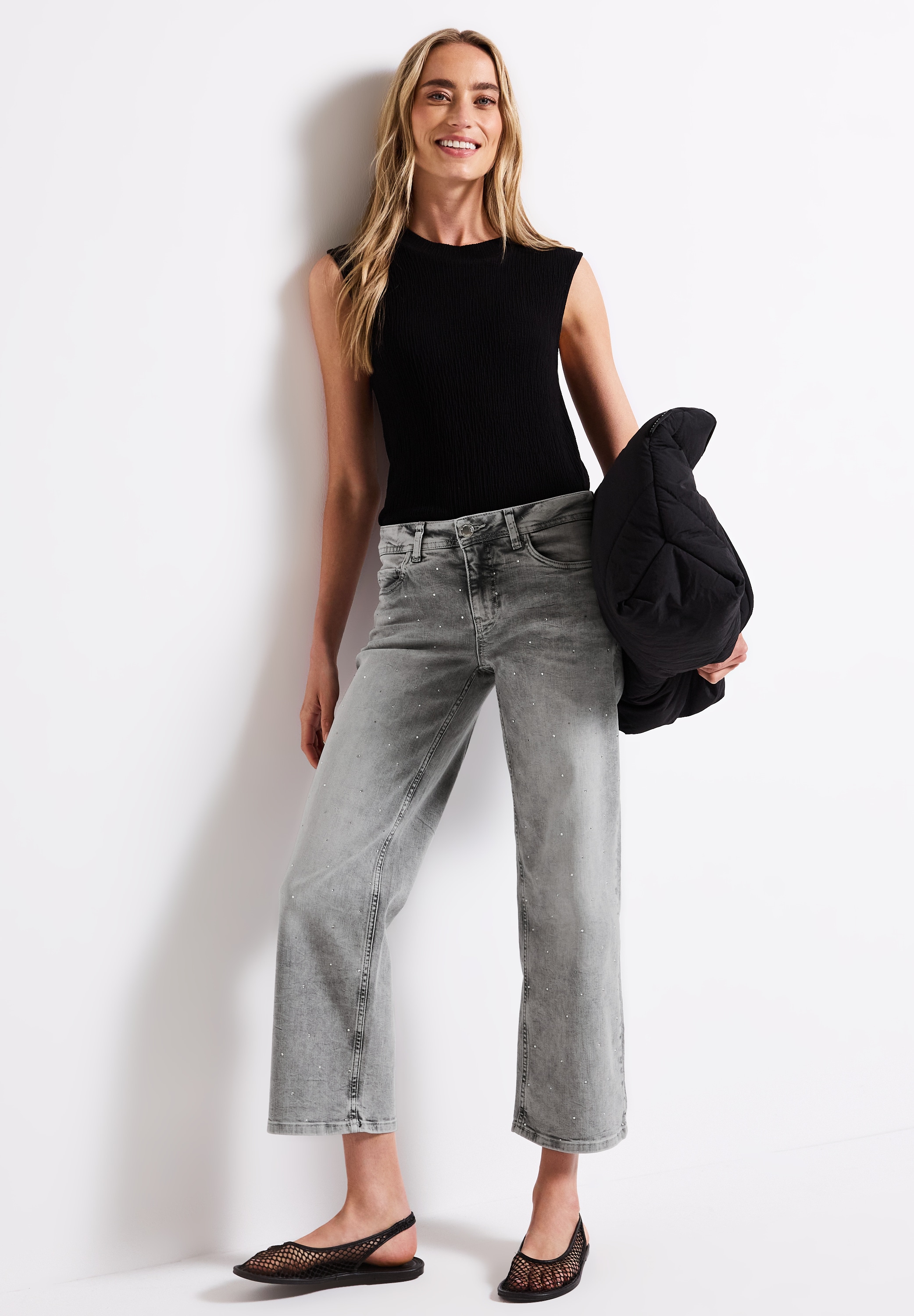 STREET ONE Straight-Jeans, mit Glitzersteine