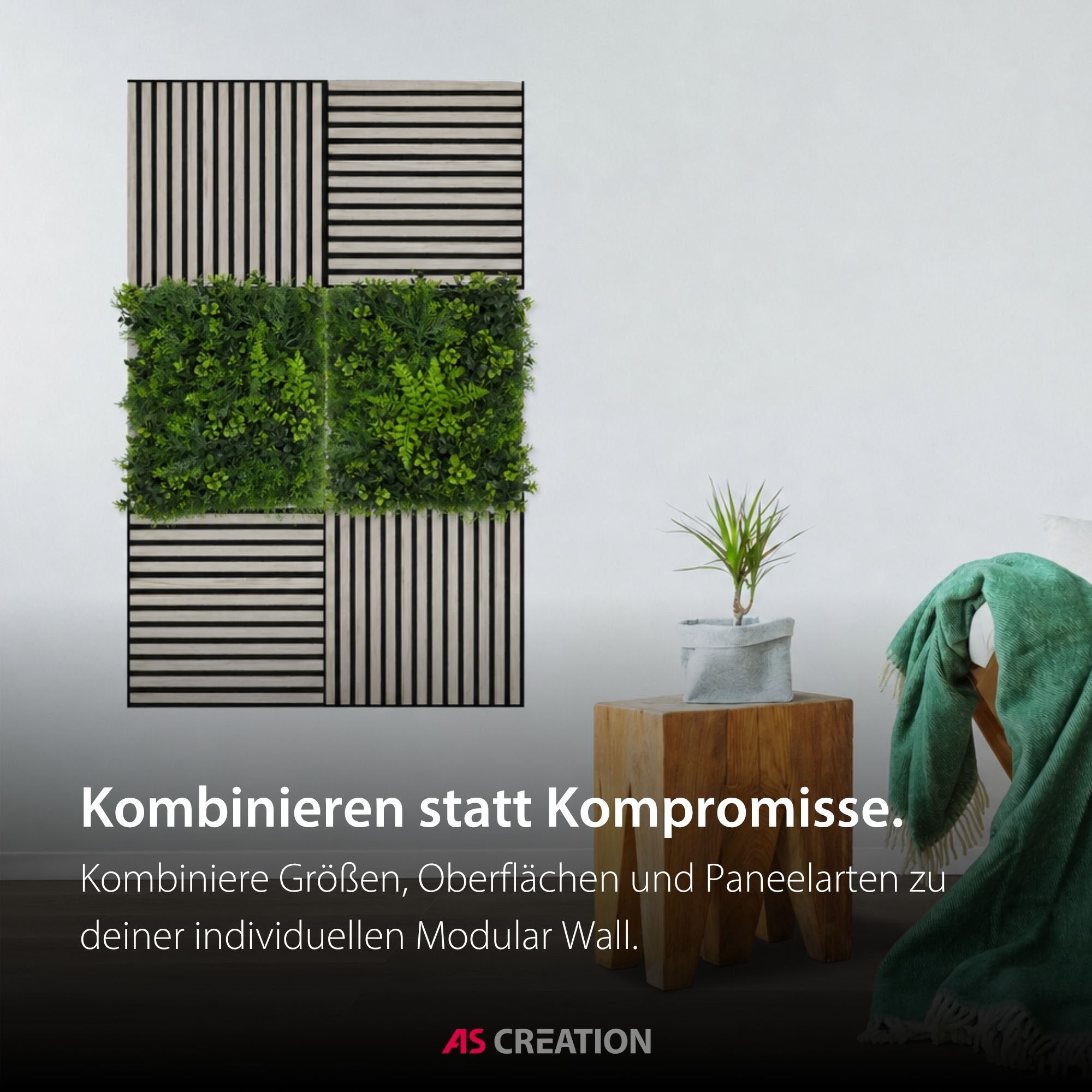 Architects Paper 3D Wandpaneel »A.S. Création Modular Wall Wandpaneel Pflanzenoptik« 1 tlg. Kunstpflanzen auf rPET-Filz für farbstarke botanische 3D-Wände