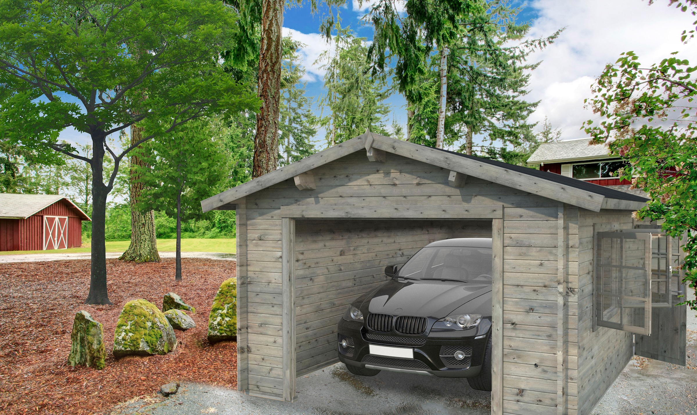 Palmako Garage »Irene/Roger«, BxTxH: 426x598x276 cm, ohne Tor, grau  bestellen | BAUR