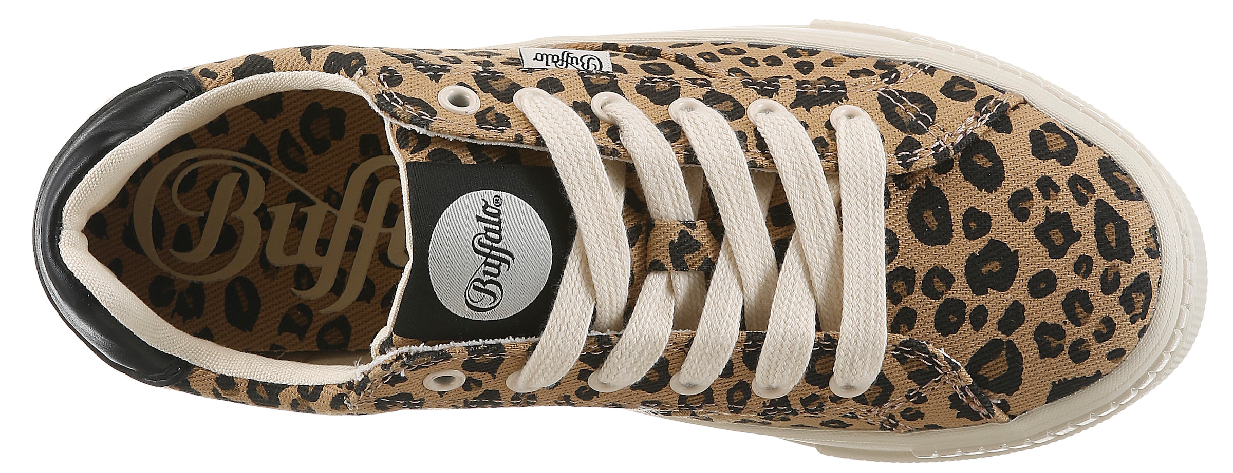 Buffalo Plateausneaker  Freizeitschuh, Halbschuh, Schnürschuh im feinen Leo-Look