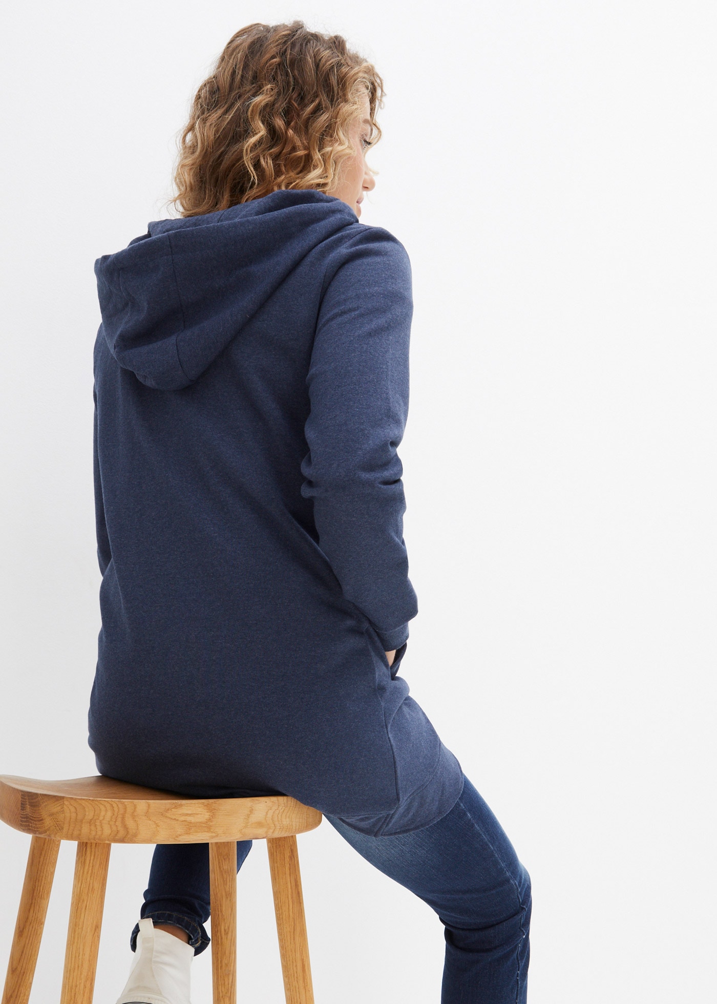bonprix Kapuzensweatjacke mit Stehkragen, mit Eingrifftaschen, aus Baumwollmischung