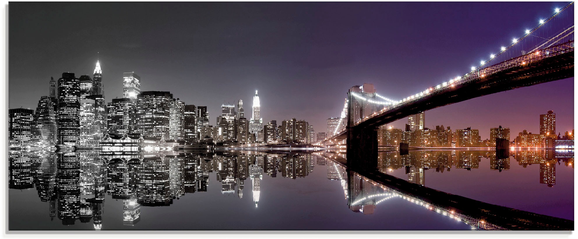 Artland Glasbild "New York Skyline nächtliche Reflektion" Amerika 1 Stk. tl günstig online kaufen