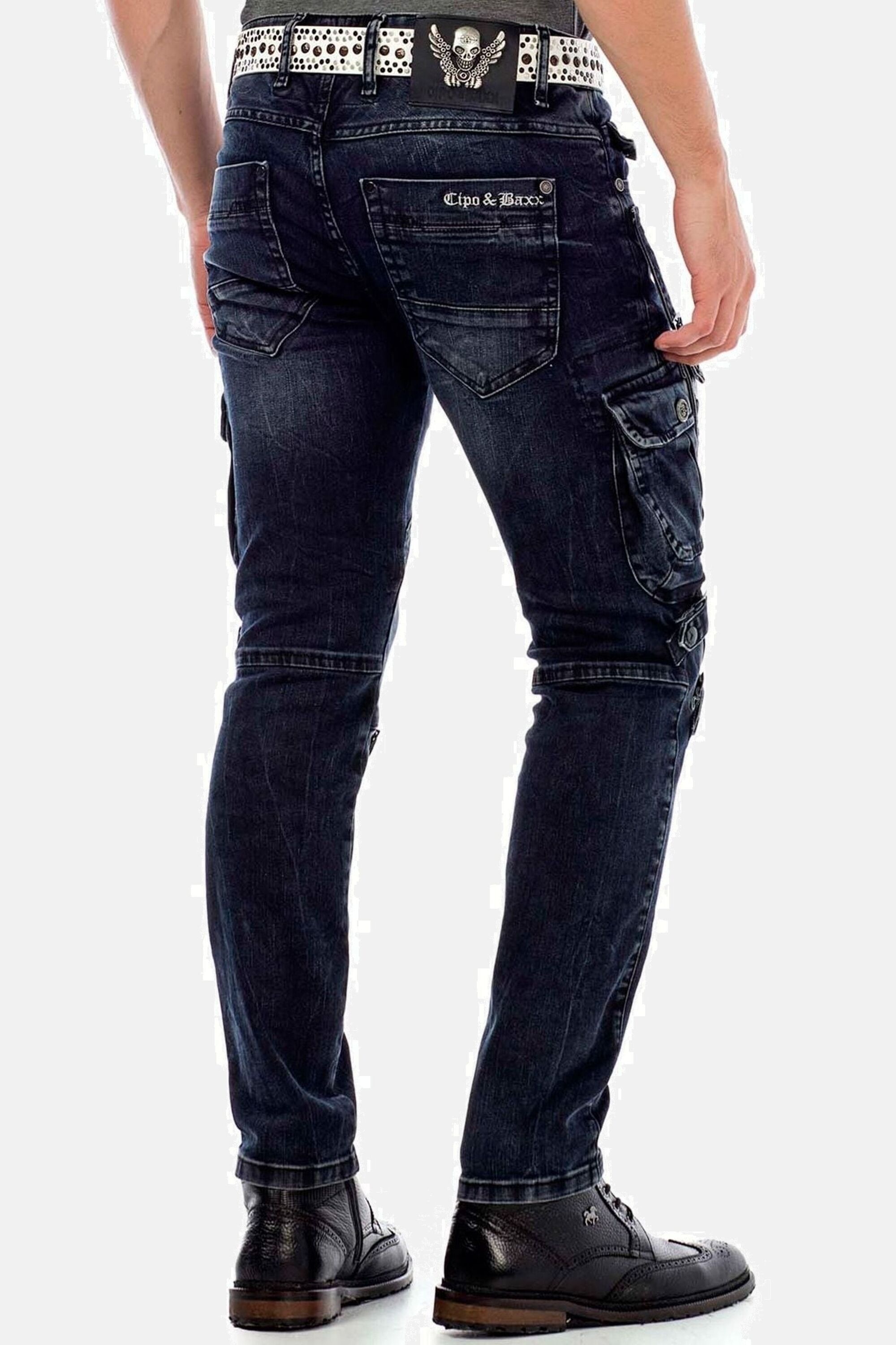 Cipo & Baxx Cargojeans »Jeans«, mit Verschlussschnallen und Stickereien, CD-440