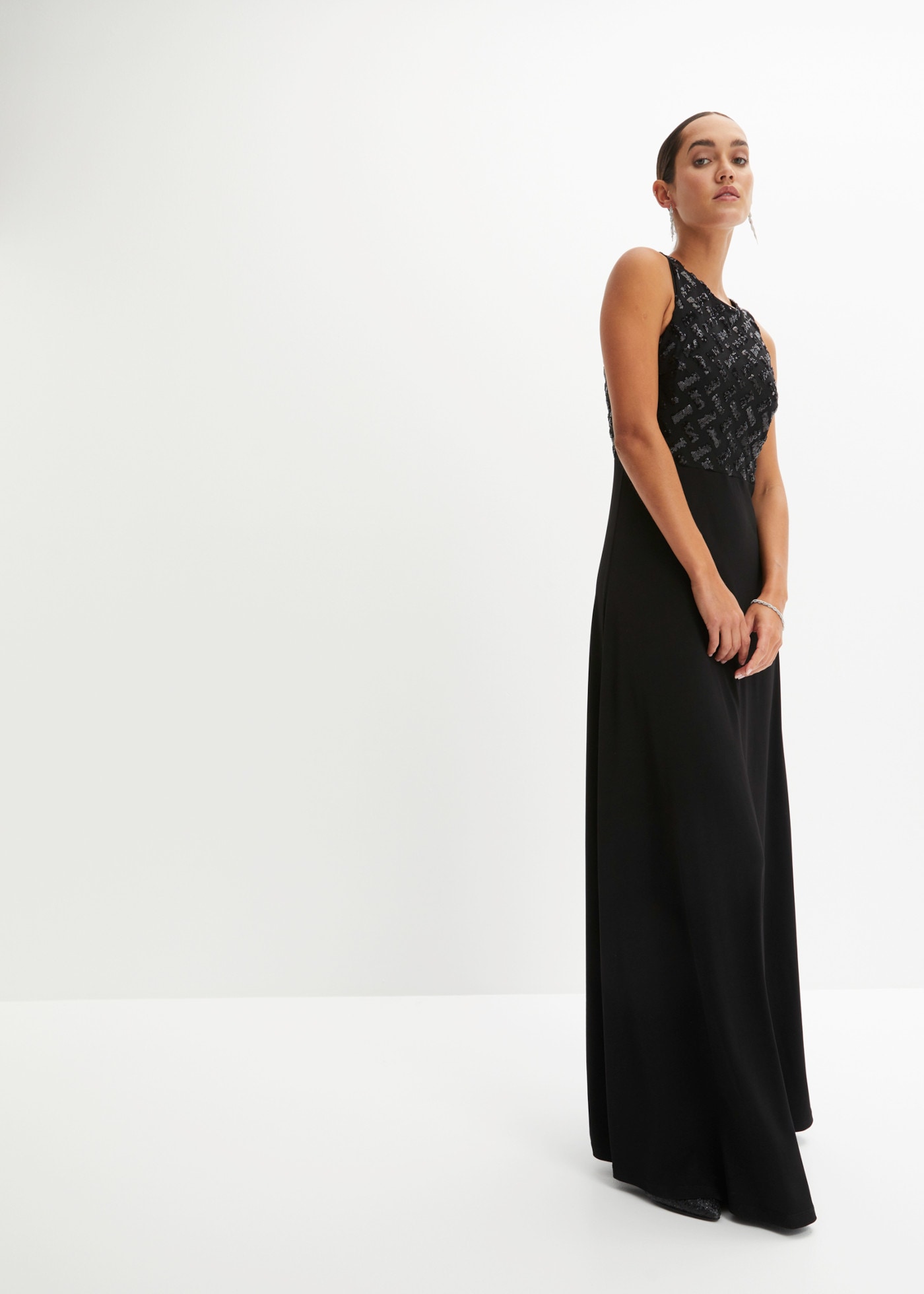 bonprix Maxikleid Oberteil mit Paillettenstickerei, elegant, ärmellos