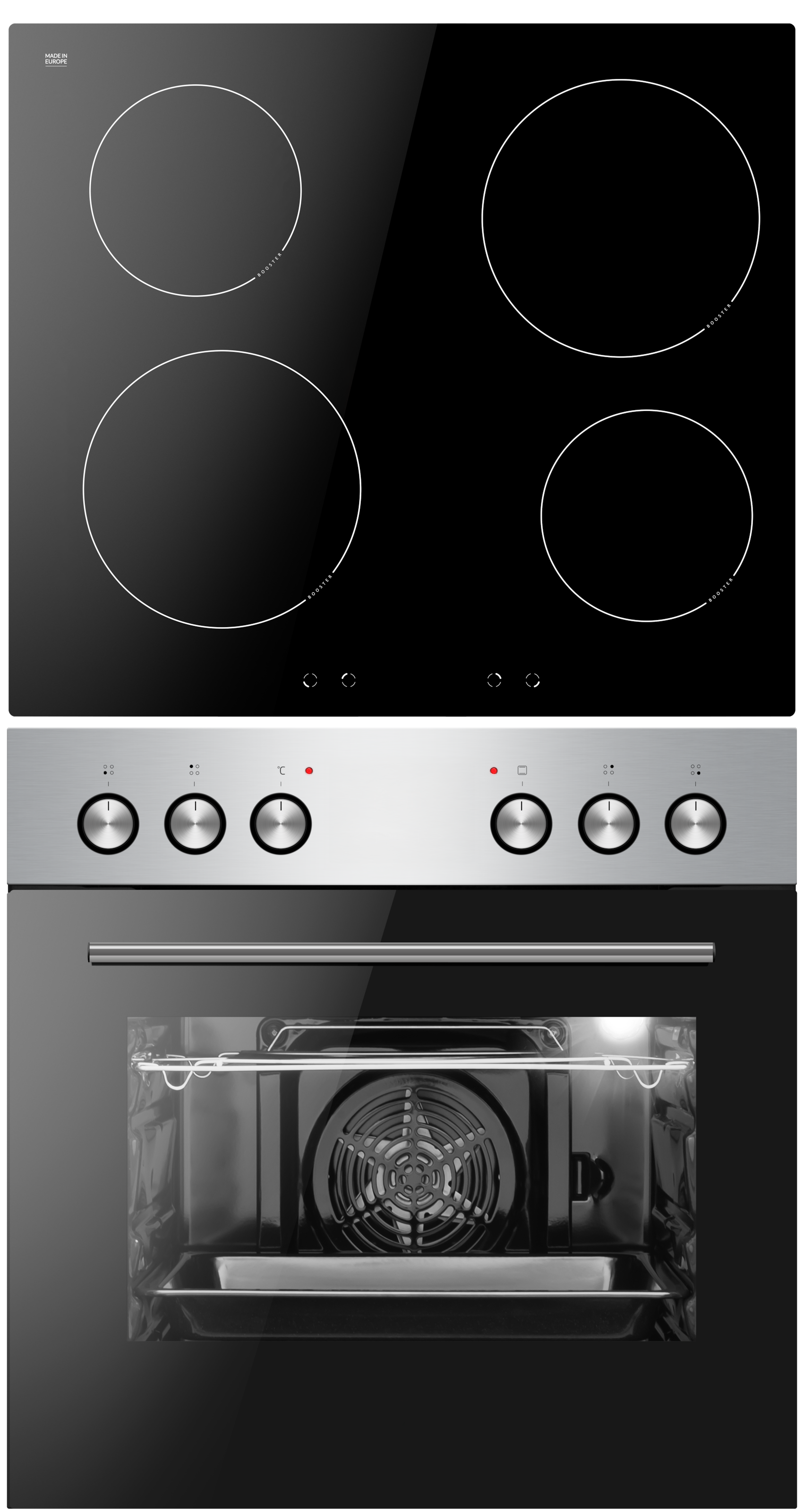 Amica Induktions Herd-Set »EHI 935 331 E« Steam Clean Backofen;Induktionskochfeld, 1 Stk. tlg. Komfort pur: beste Sicht, leicht reinigen, sicher kochen