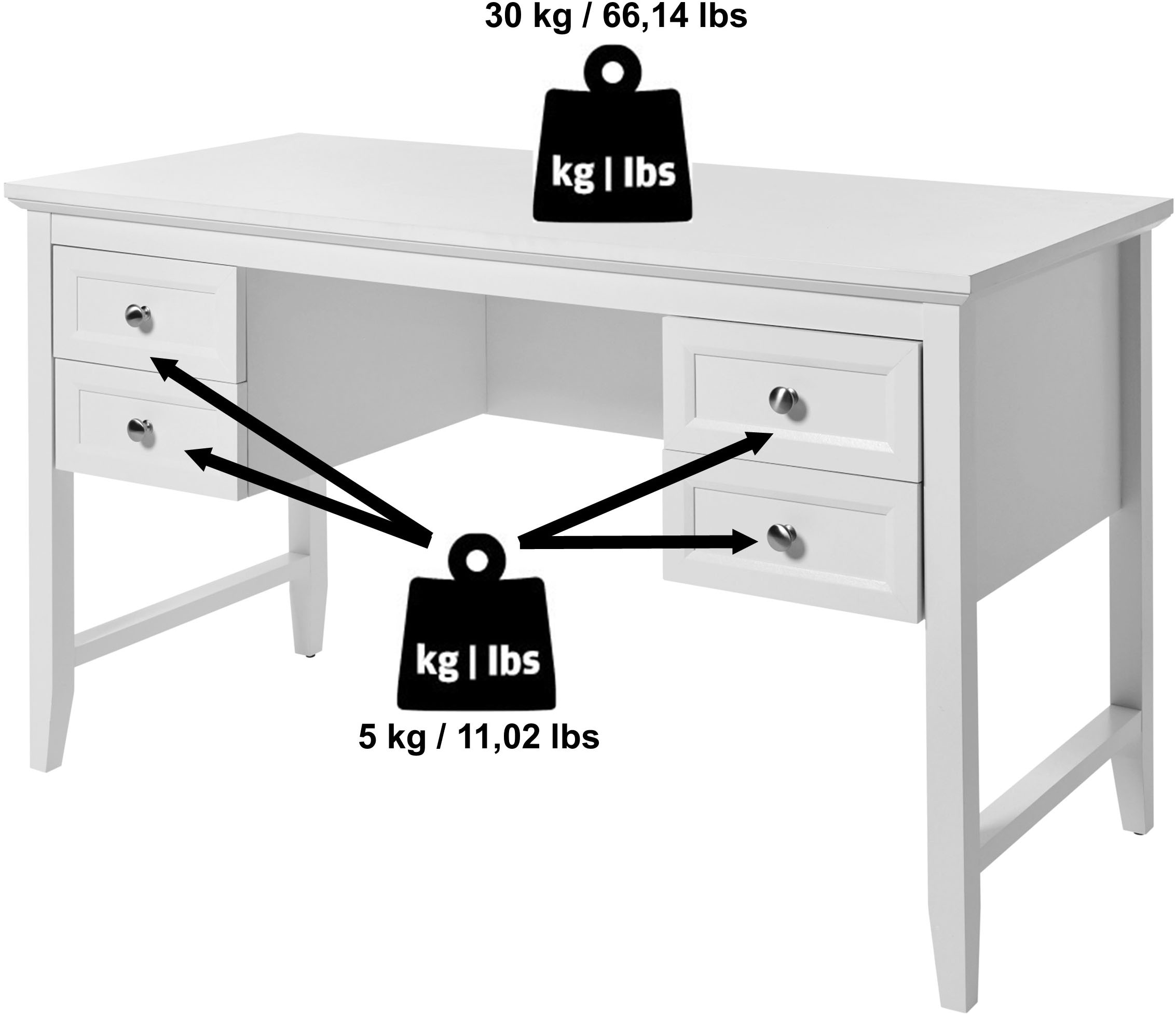 Jahnke Schreibtisch »CLASSIC D 130«, (1 St.), Schreibtisch, 4 Schubladen, Breite 130 cm