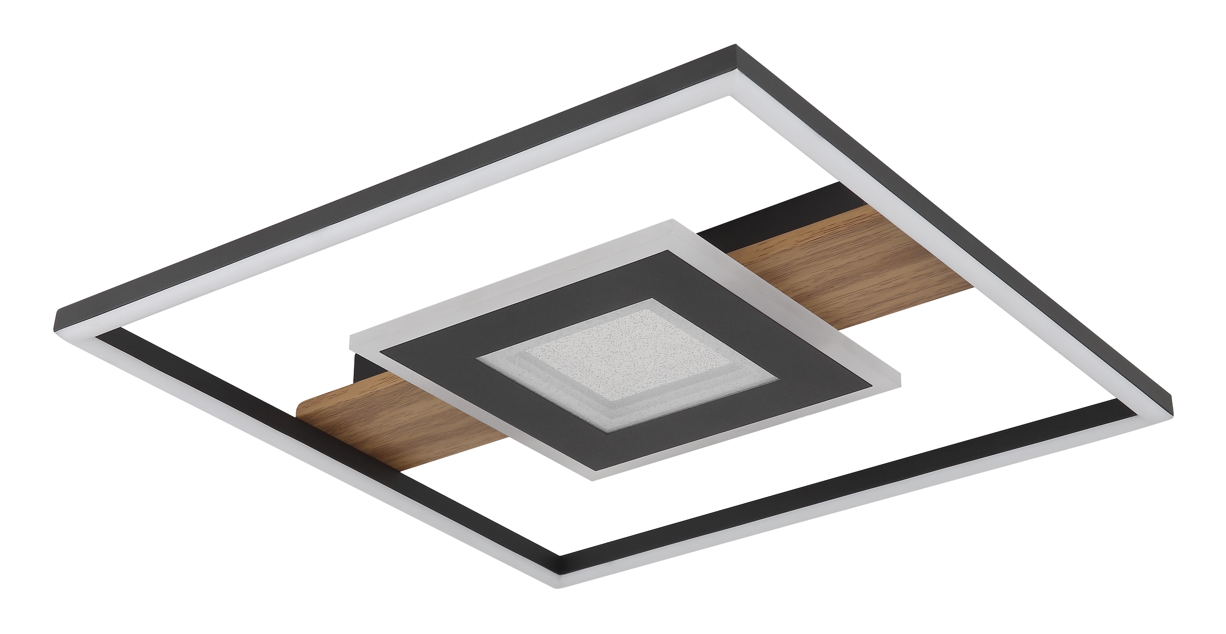 GLOBO LIGHTING LED Deckenleuchte »PIKARA«, Leuchtmittel LED-Modul | LED fest integriert, Deckenlampe/holzoptik/Acrylkristalle klar/modern