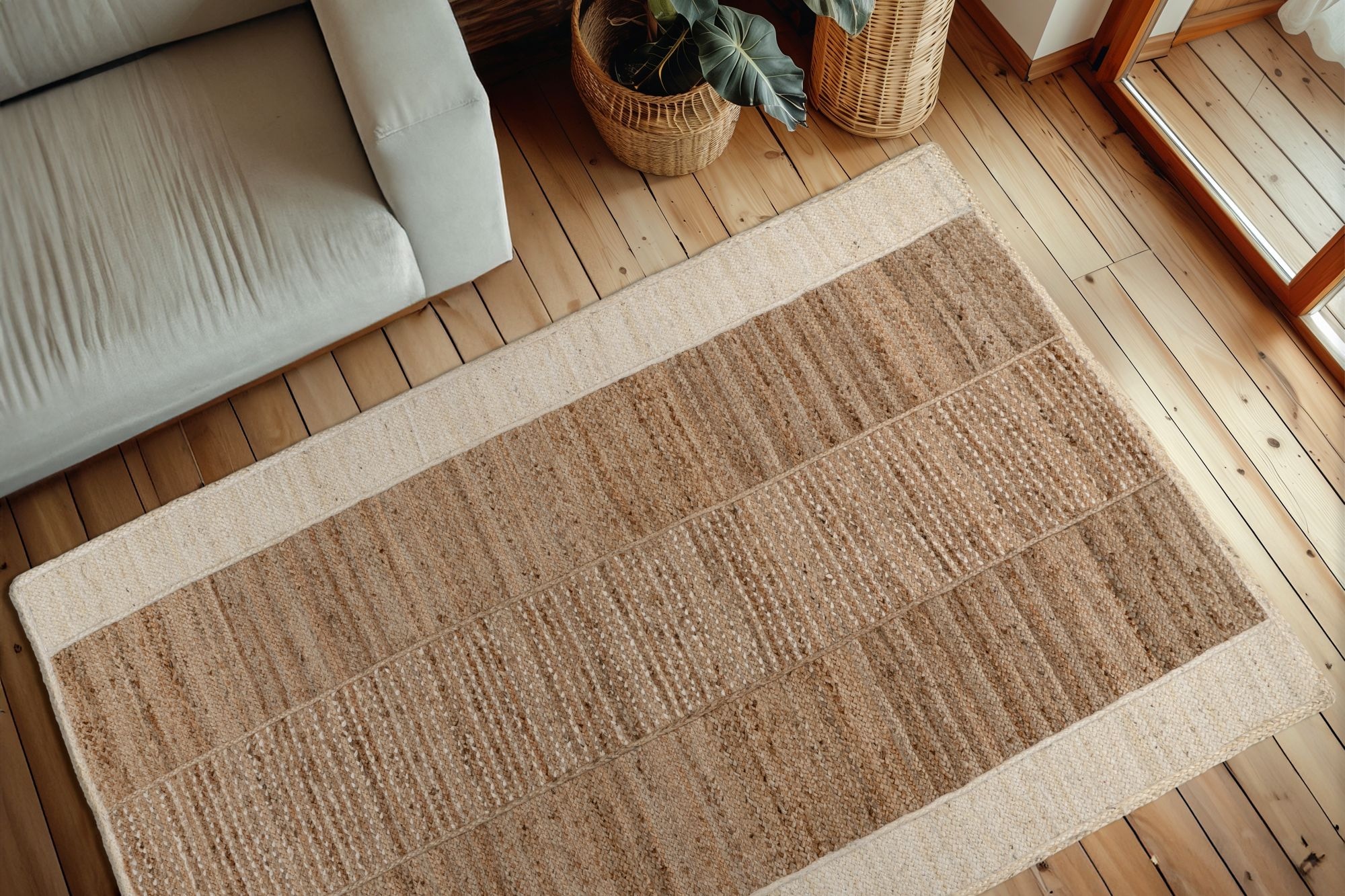 Kayoom Teppich »Cozy Bliss 470 Juteteppich« rechteckig 8 mm Höhe Kurzflor, handgeknotet, Jute, vegan