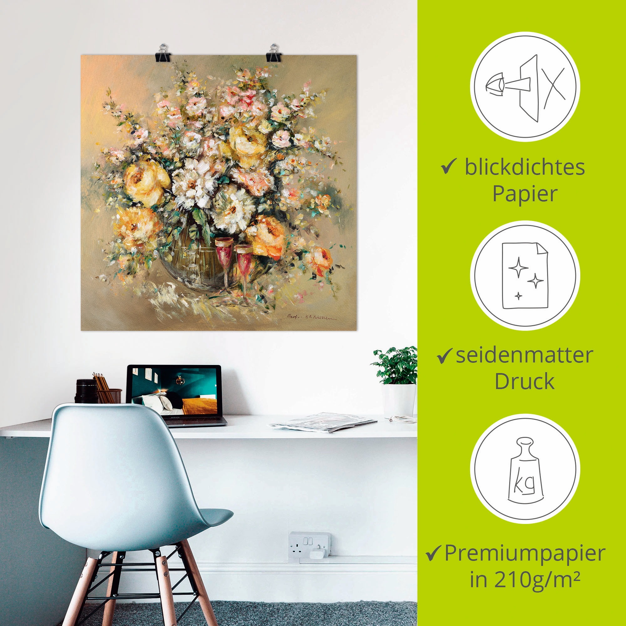 Artland Wandbild »Blumen und Spirituosen«, Blumen, (1 St.), als Leinwandbild, Poster, Wandaufkleber in verschied. Größen