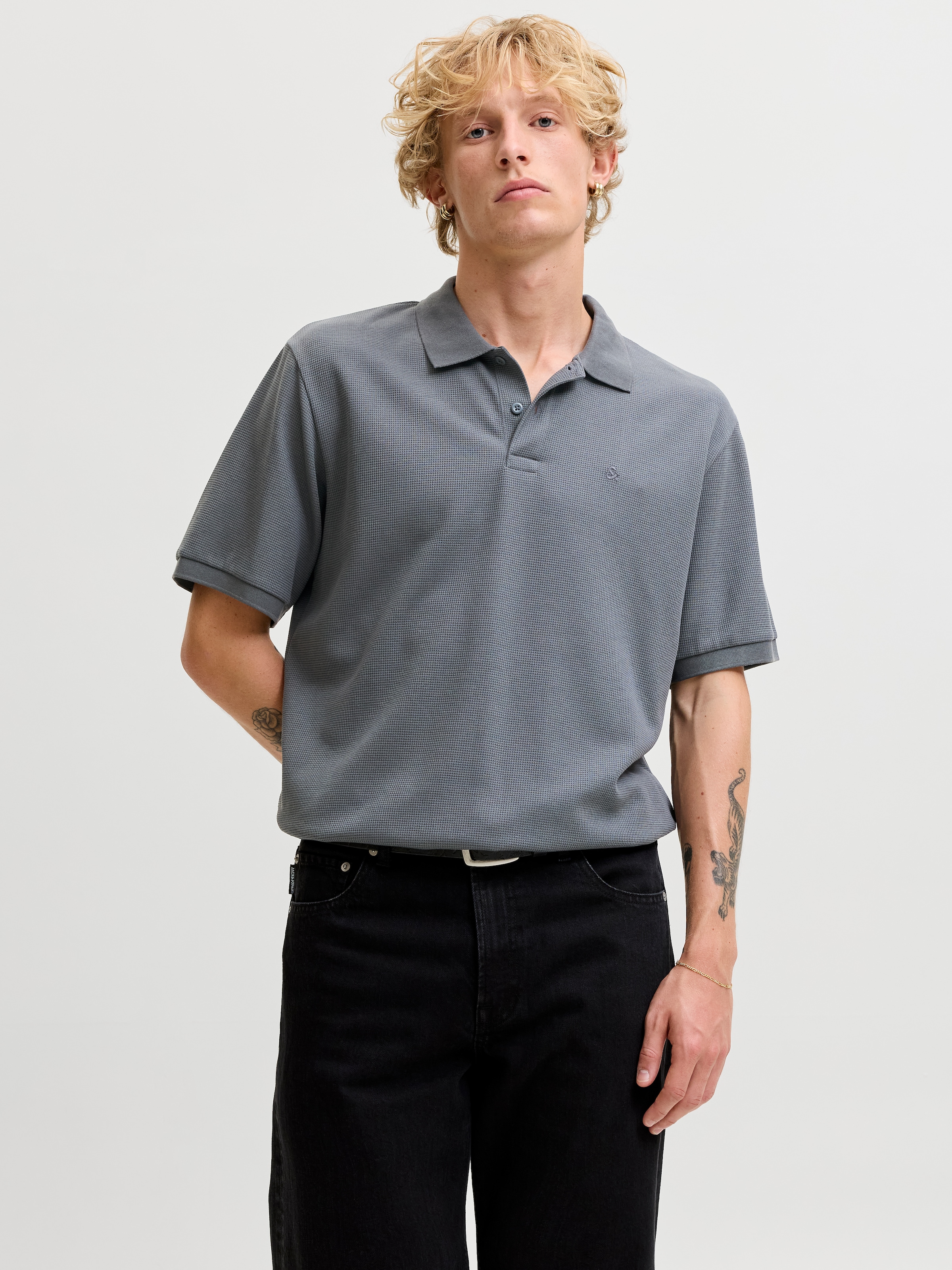 Jack & Jones "JJEAUSTIN POLO SS NOOS" Materialmix, regular fit