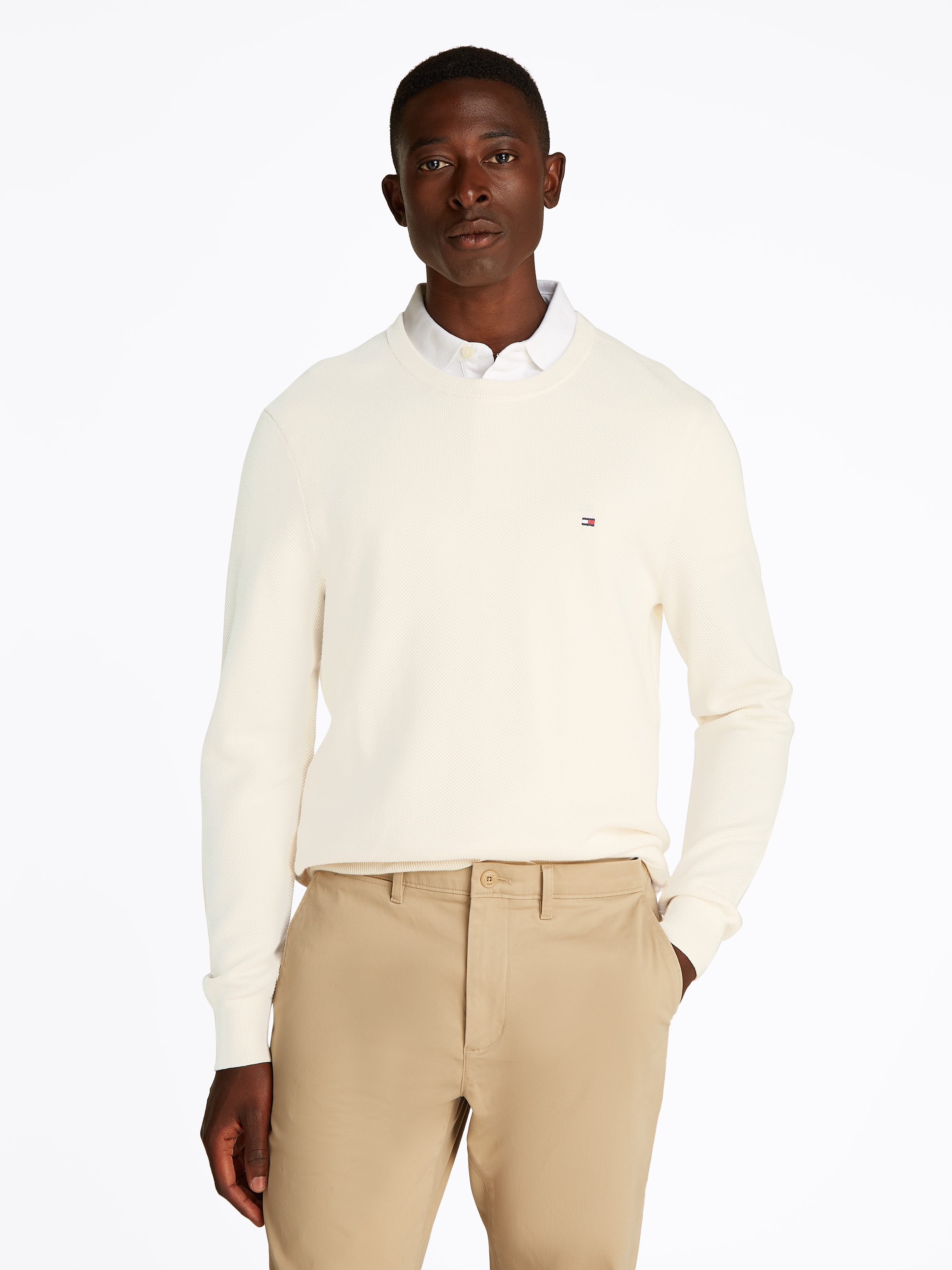 Tommy Hilfiger Rundhalspullover »ESSENTIAL STRUCTURE CREW NECK«, mit feiner Struktur