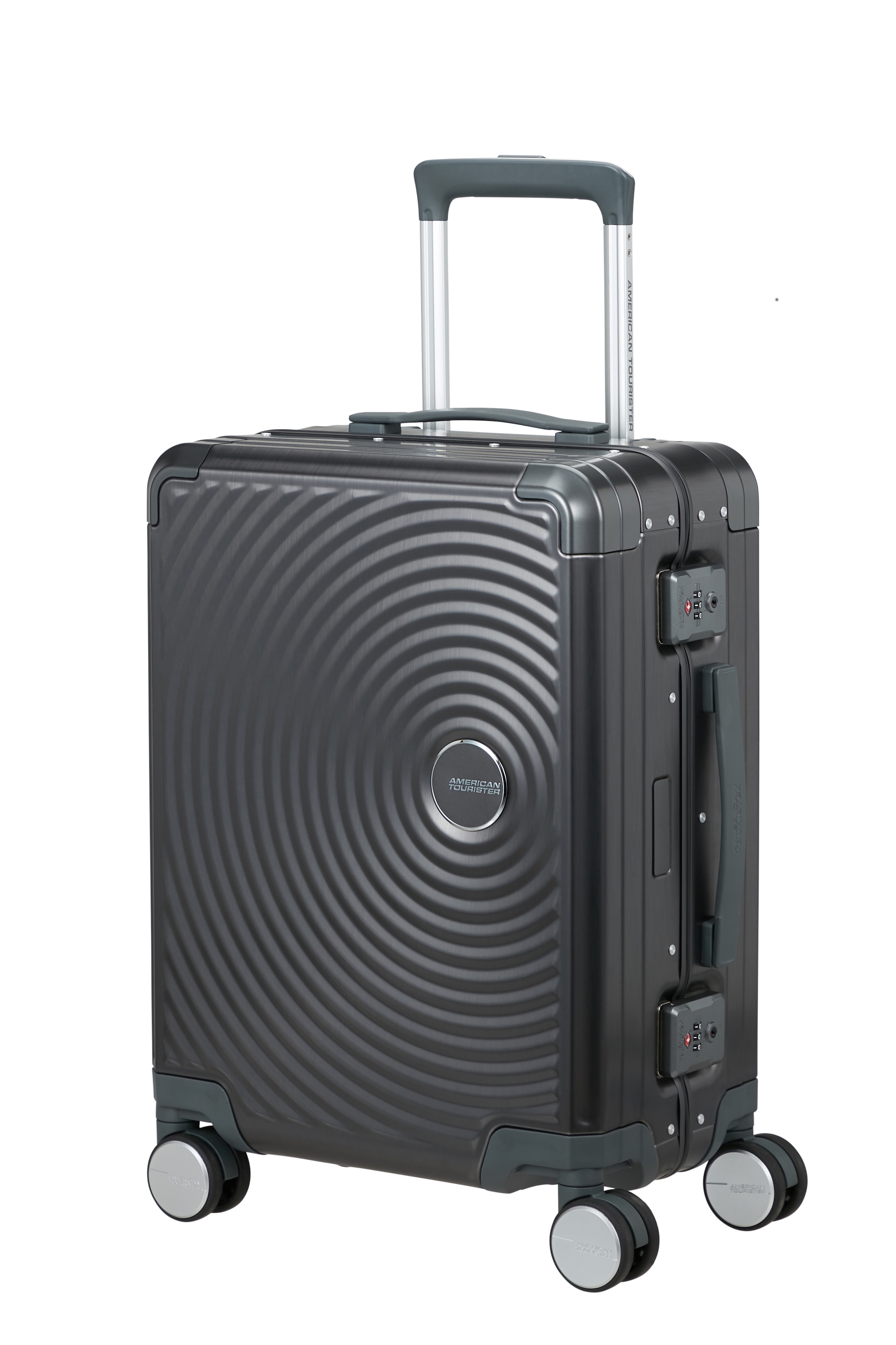 American Tourister® Hartschalen-Trolley »SOUNDBOX ALU, verschiedene Größen und Farben« 39 l 4 Rollen Hartschalen-Koffer zwei TSA-Schlösser Aluminium-Koffer