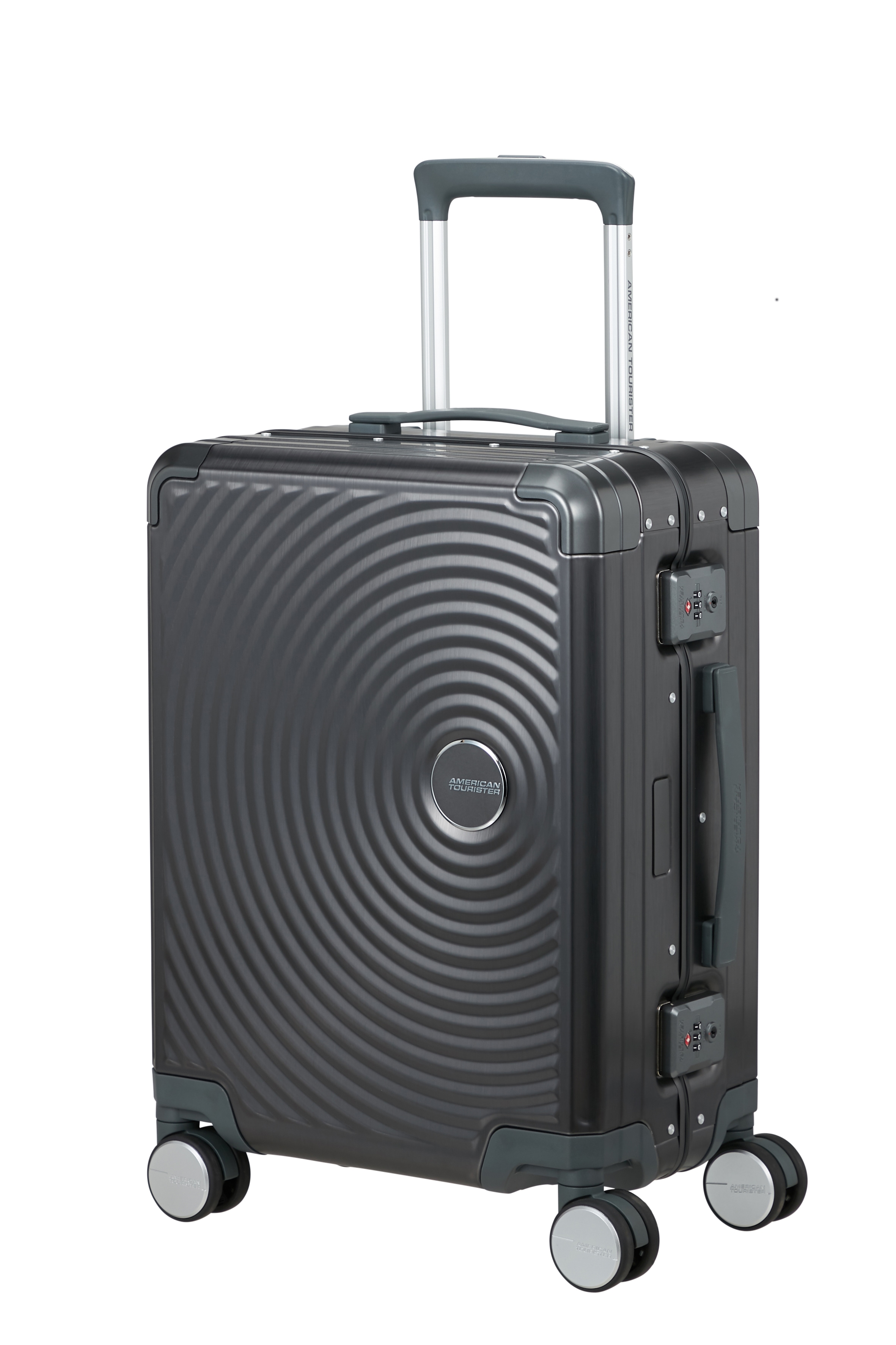 American Tourister Hartschalen-Trolley "SOUNDBOX ALU, verschiedene Größen und Farben" 39 l 4 Rollen Hartschalen-Koffer zwei TSA-Schlösser Aluminium-Koffer