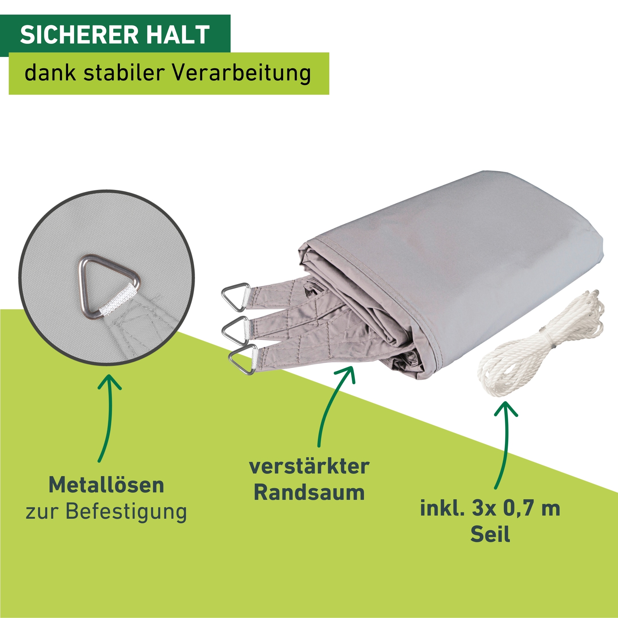 Windhager Sonnensegel »Cannes Dreieck« 3x3x3m, grau