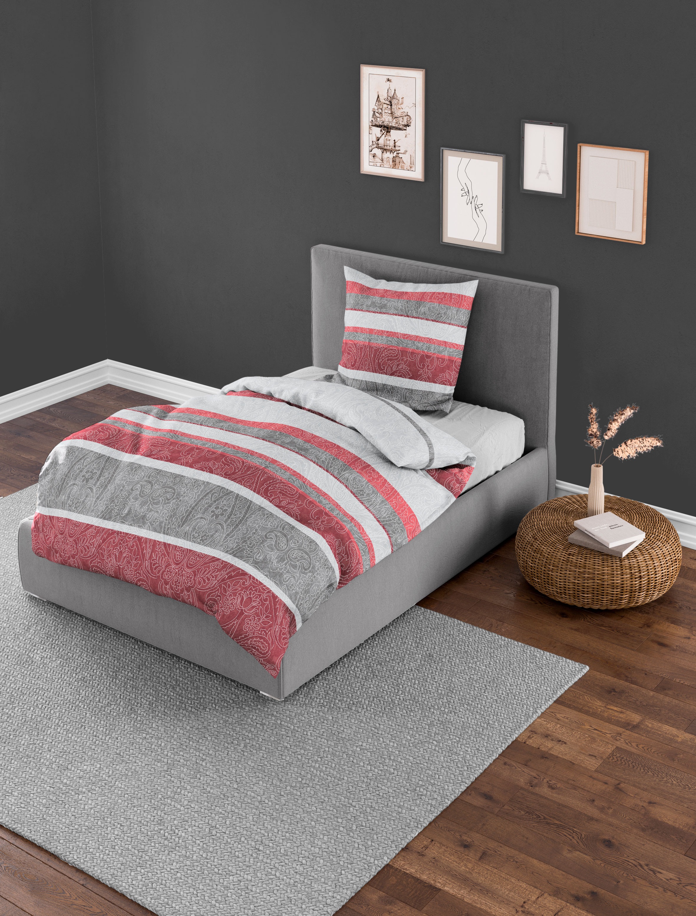 BIERBAUM Bettwäsche "6908" 2 Stk. Biber, 100 % Baumwolle, pflegeleicht günstig online kaufen