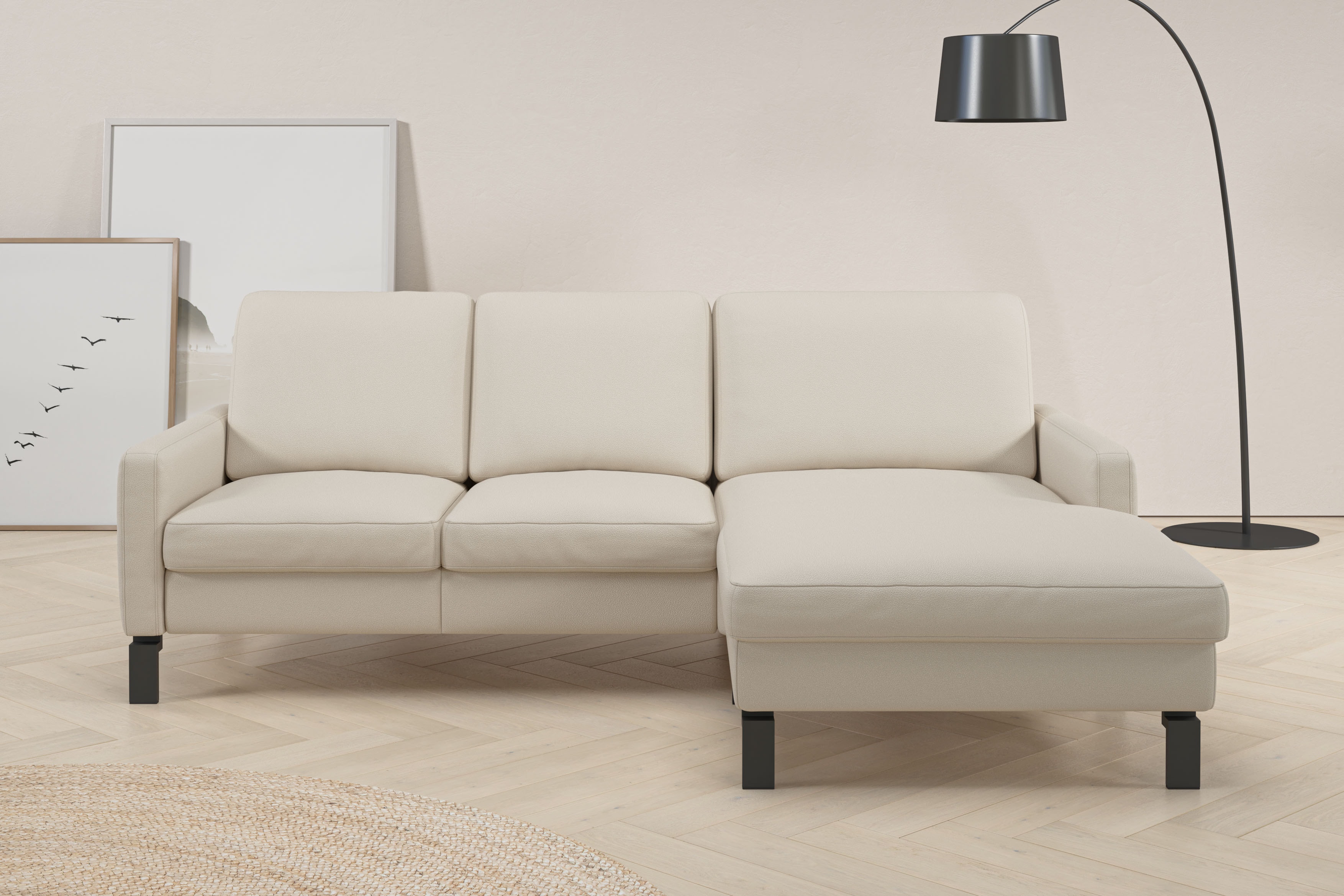 Home affaire Ecksofa "Lecce, L-Form, Federkernpolsterung, Breite 224 cm" inkl. saugroboterfreundliche Höhe & schmale Armlehnen