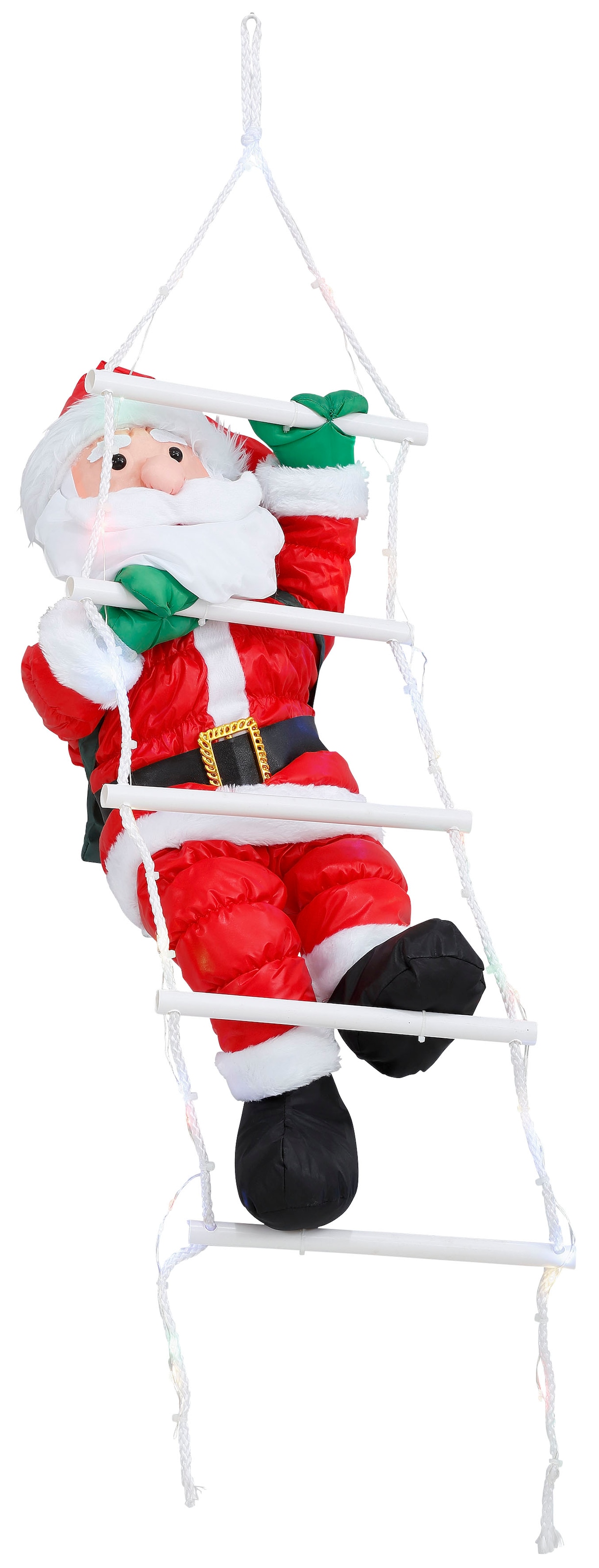 BONETTI LED Dekofigur »Weihnachtsmann kletternd mit Leiter«, mit 30 bunten LEDs, Weihnachtsdeko aussen