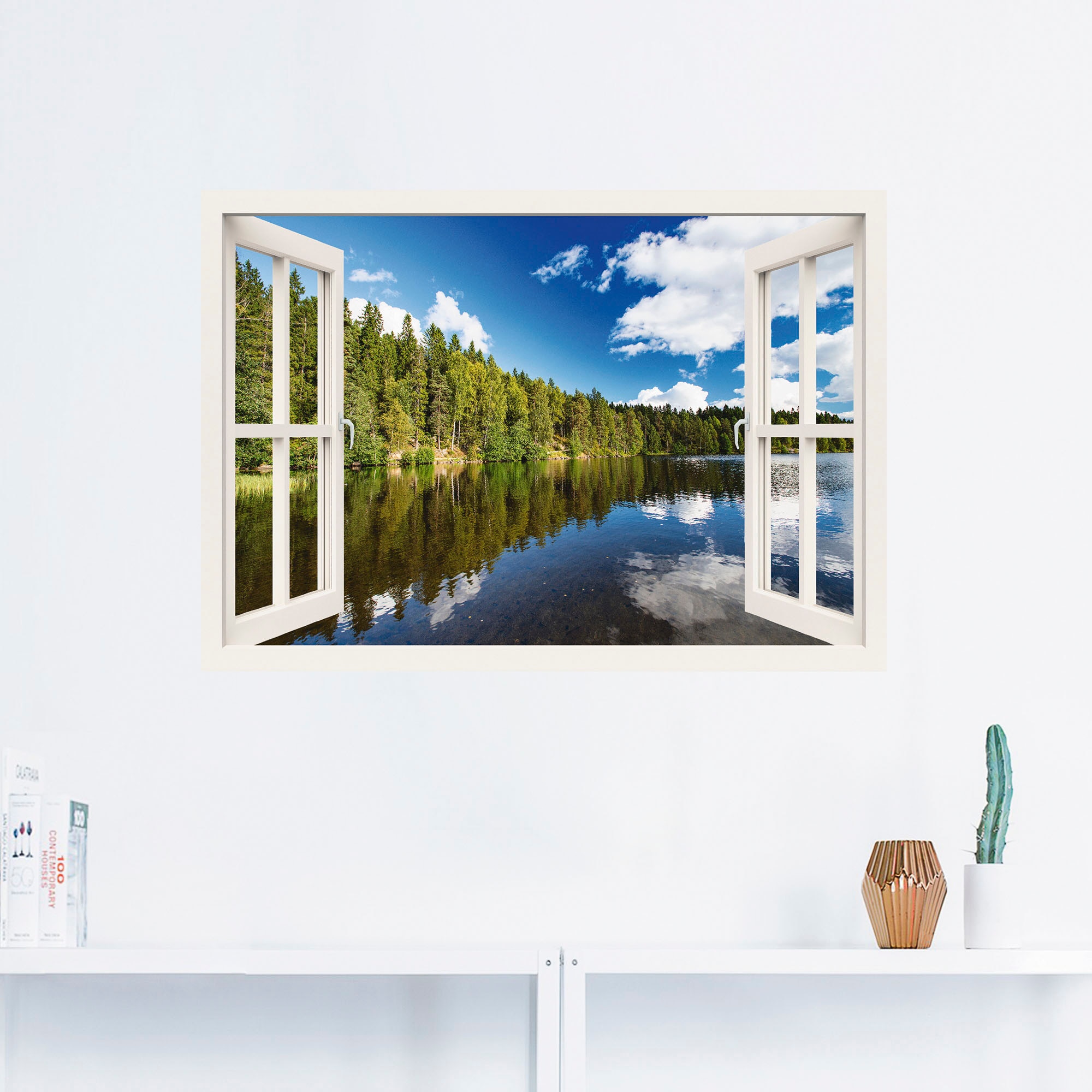 Artland Wandbild "Fensterblick Norwegische Landschaft", Fensterblick, (1 St günstig online kaufen