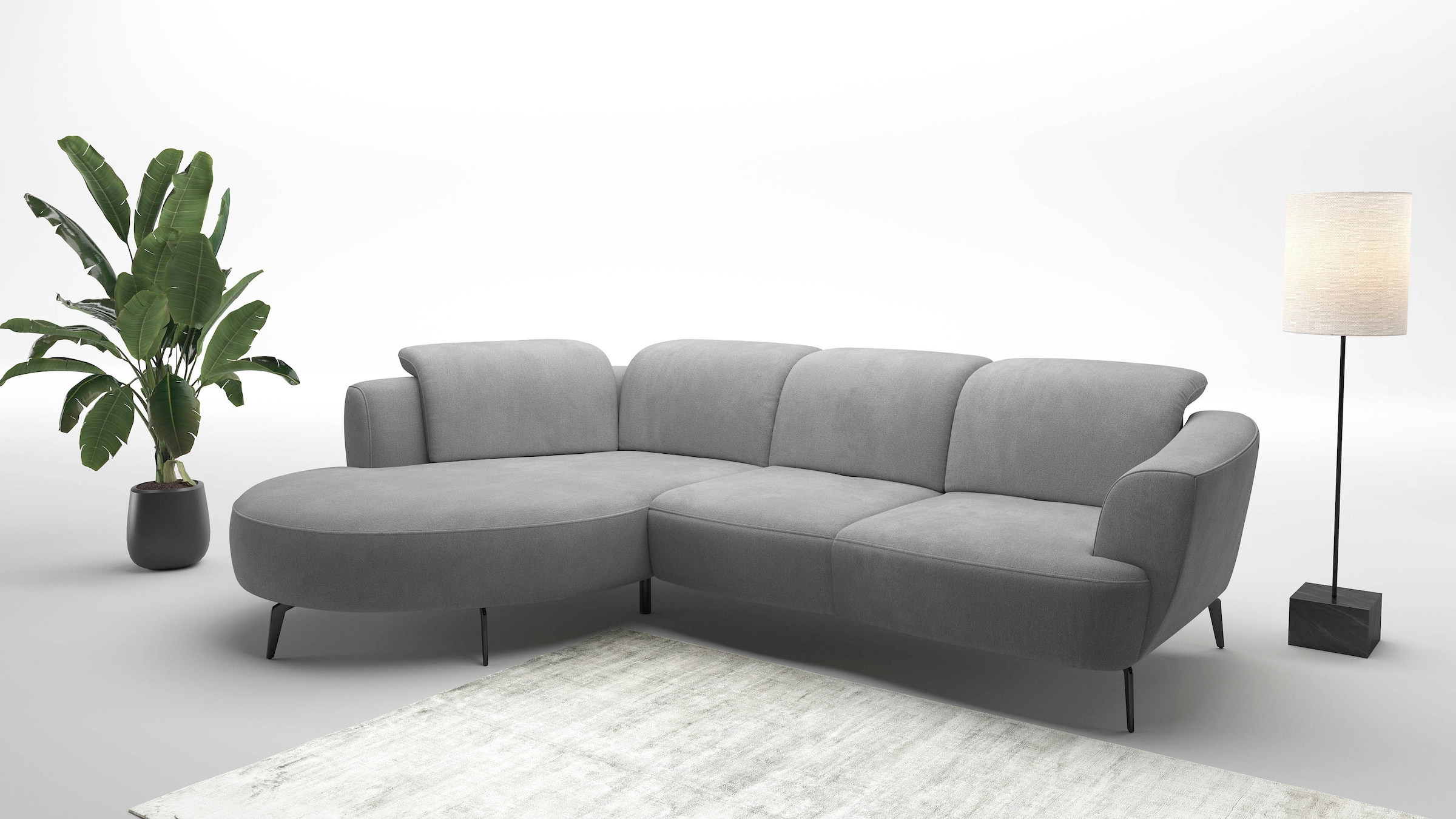 Ecksofa SIT & MORE "Zoe", grau, B:309cm H:87cm T:199cm, 100% Polyester, Sofas, Ecksofa, ink.Sitztiefenverstellung, wahlweise mit Kopfteilverstellung 7