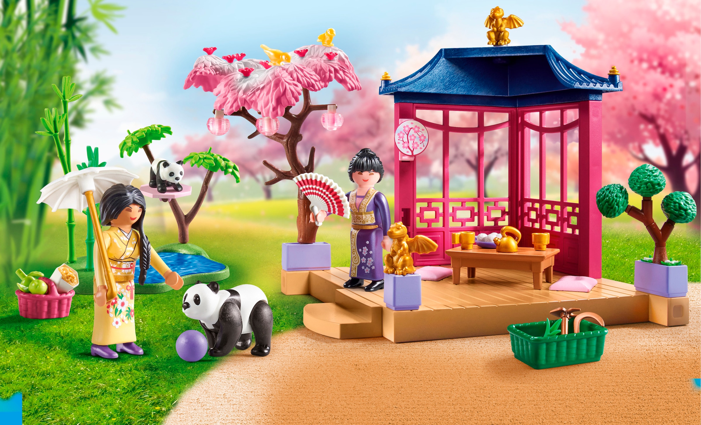 Playmobil® Konstruktions-Spielset »Asiatischer Garten mit Pandafütterung (71762), Playmobil My Life«, (111 St.), Made in Europe