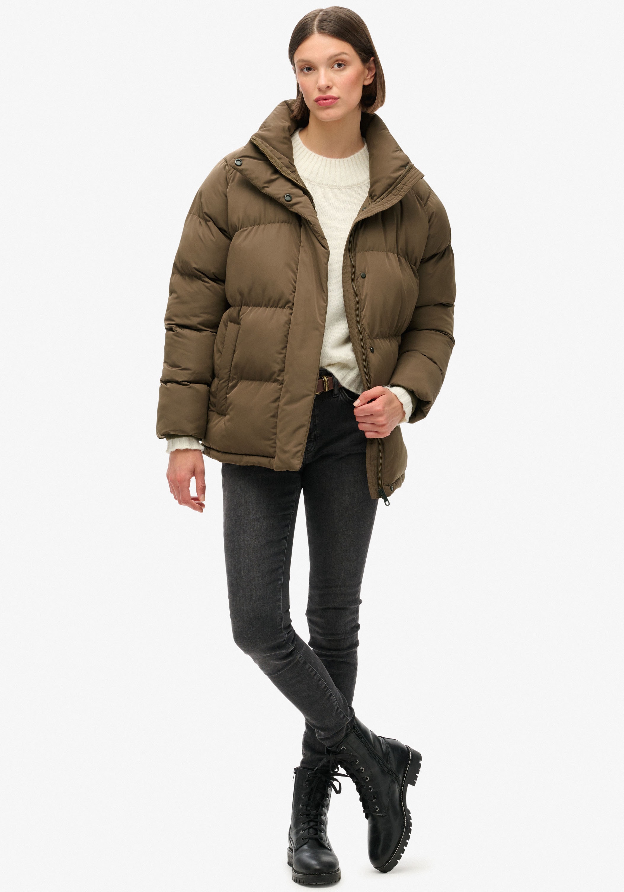 Superdry Steppjacke »MID LENGTH PUFFER JACKET«, mit Kapuze