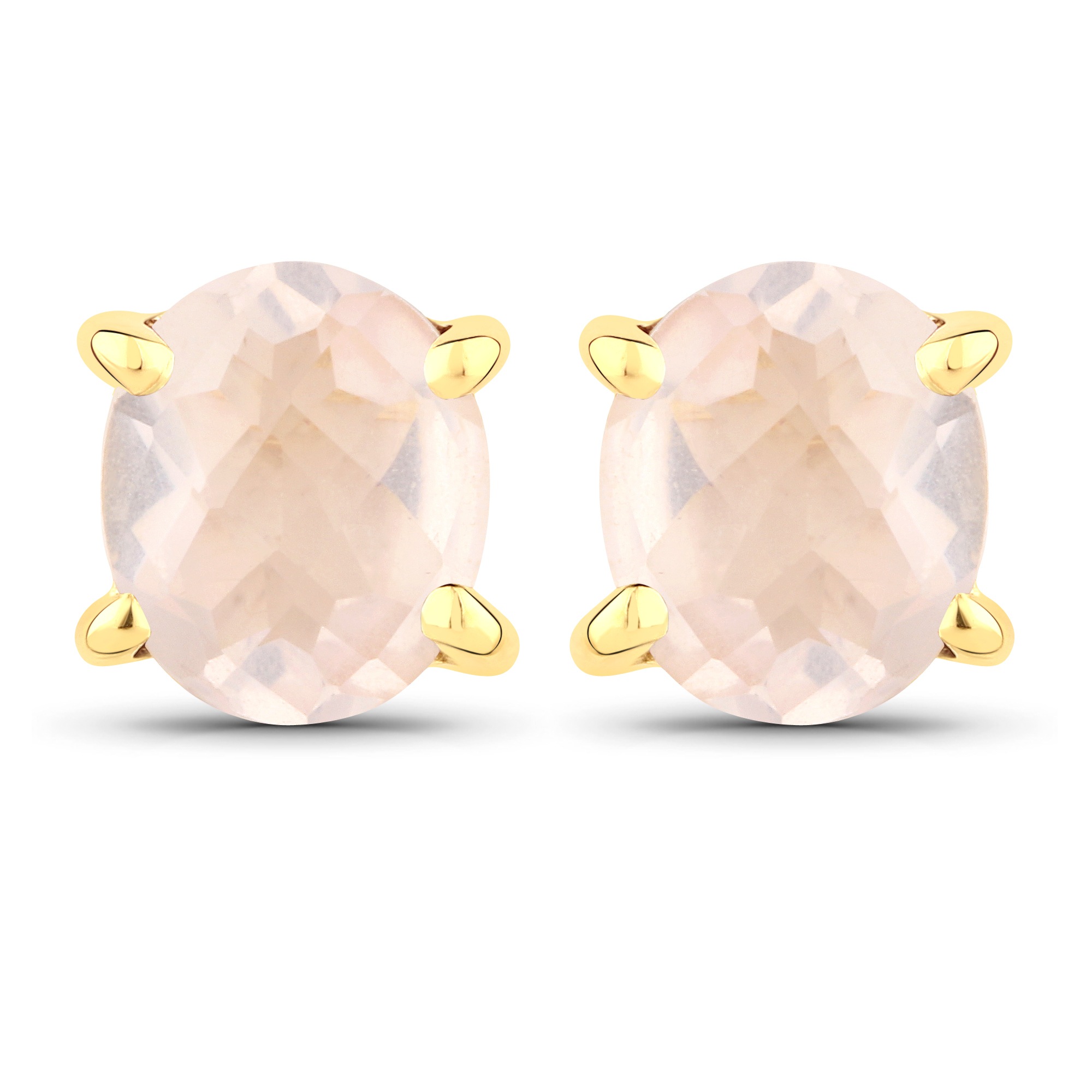 Vira Jewels Paar Ohrstecker »925-Sterling Silber vergoldet Glänzend Rosenquartz rosa«