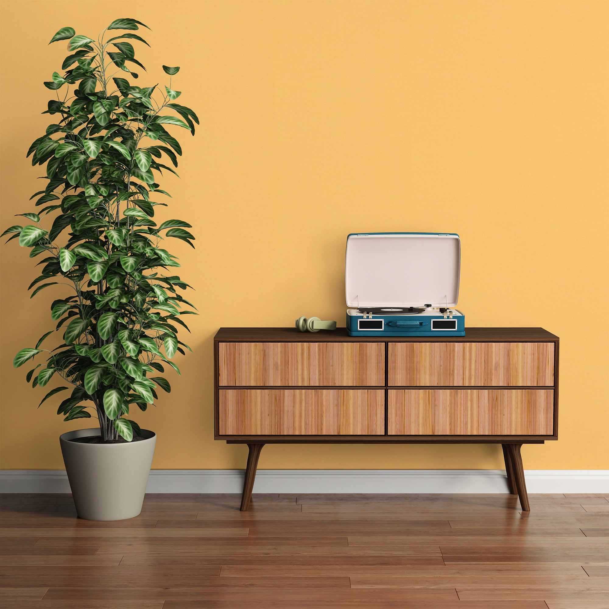 living walls Vliestapete »Abstrakte Blätter-Tapete in Beige Grün Blau Vlies« matt glatt