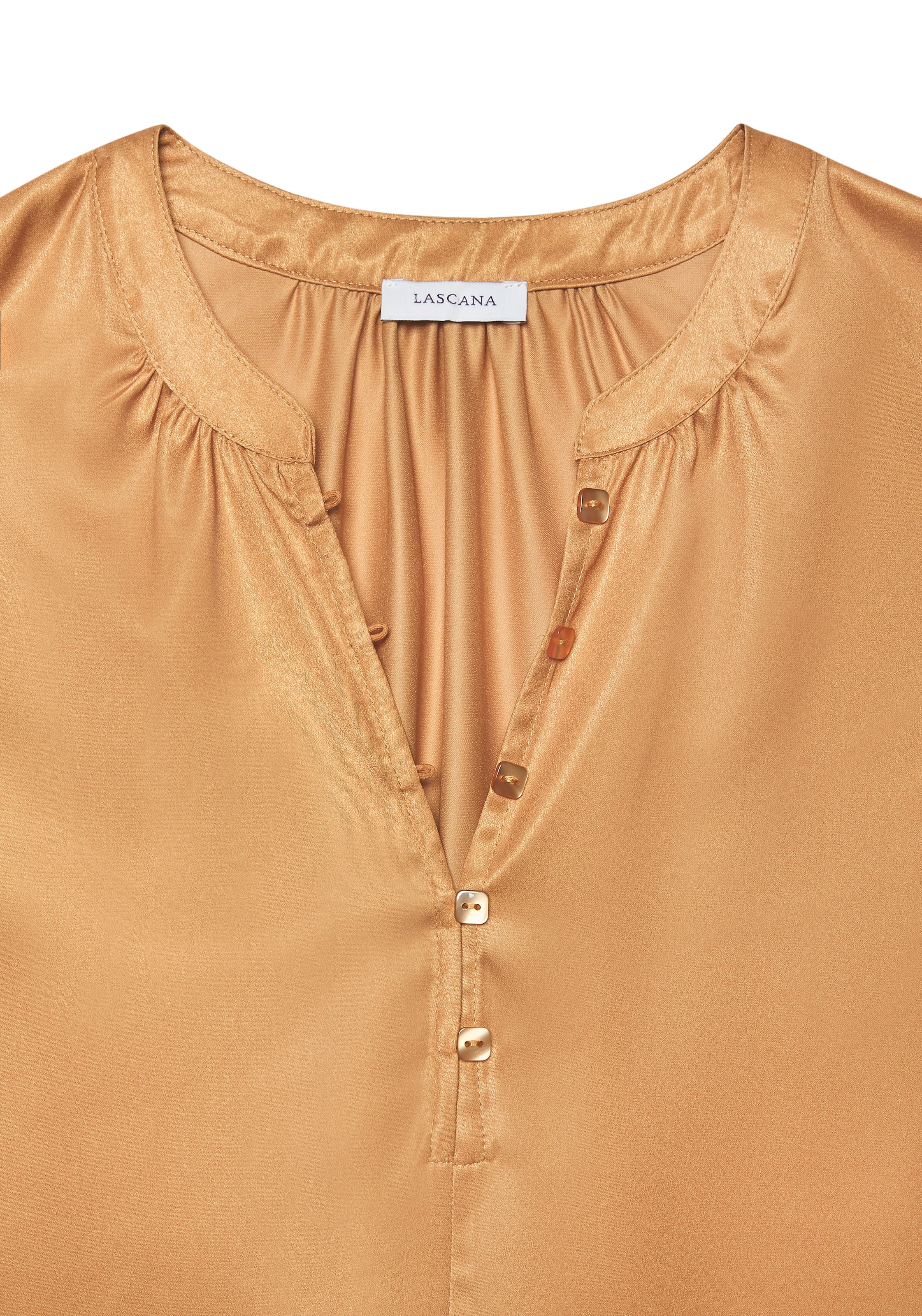LASCANA Satinbluse, mit kurzen Ärmeln, elegant