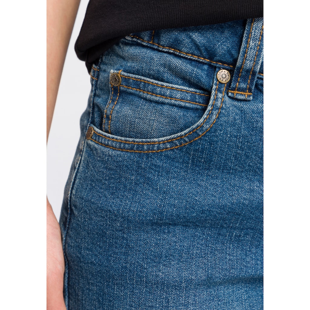 Arizona Bootcut-Jeans »Bund mit seitlichem Gummizugeinsatz«, High Waist