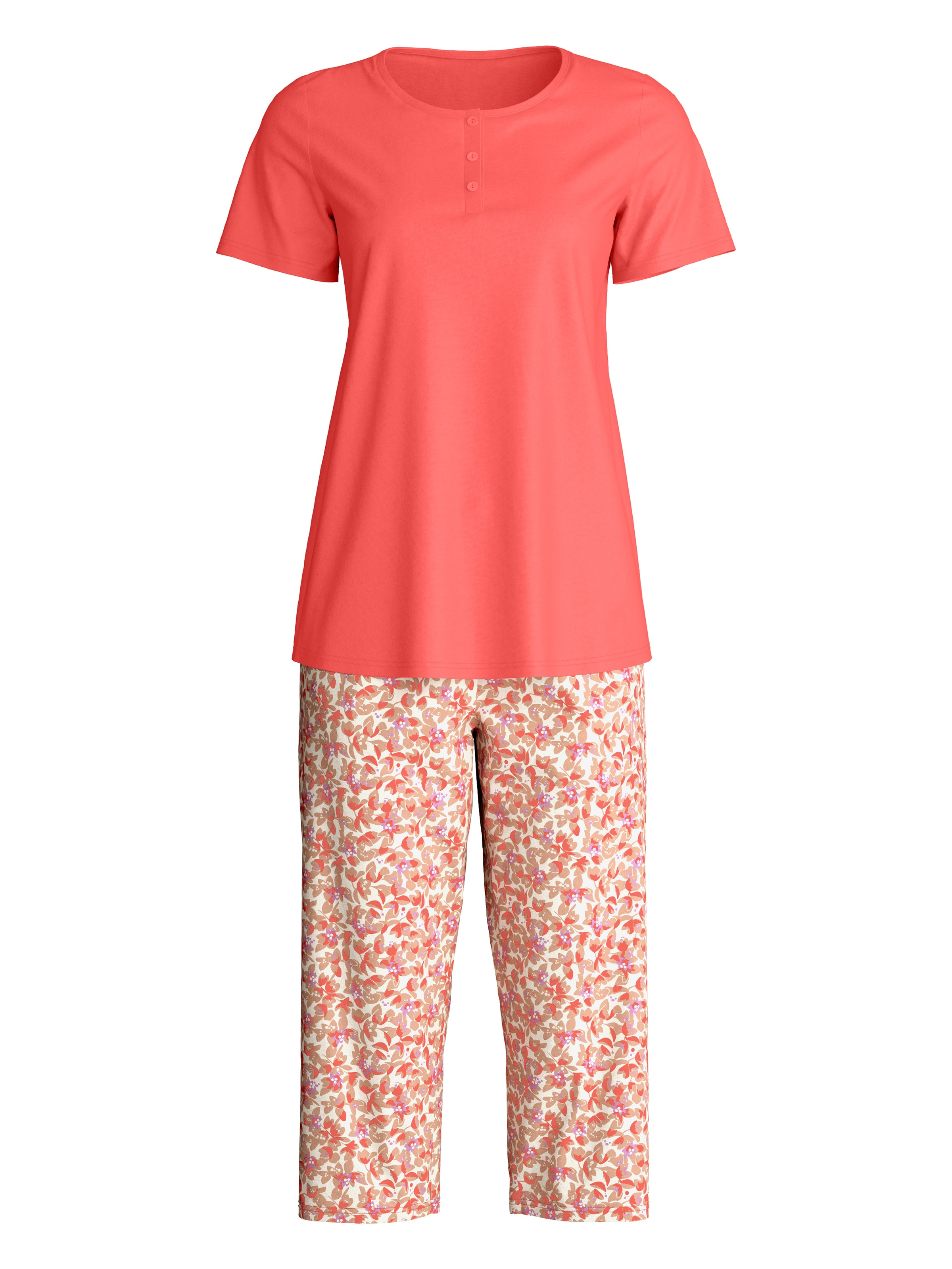 CALIDA Capri-Pyjama "Flower Nights" 2 mit Rundhalsausschnitt, in 3/4-Länge günstig online kaufen