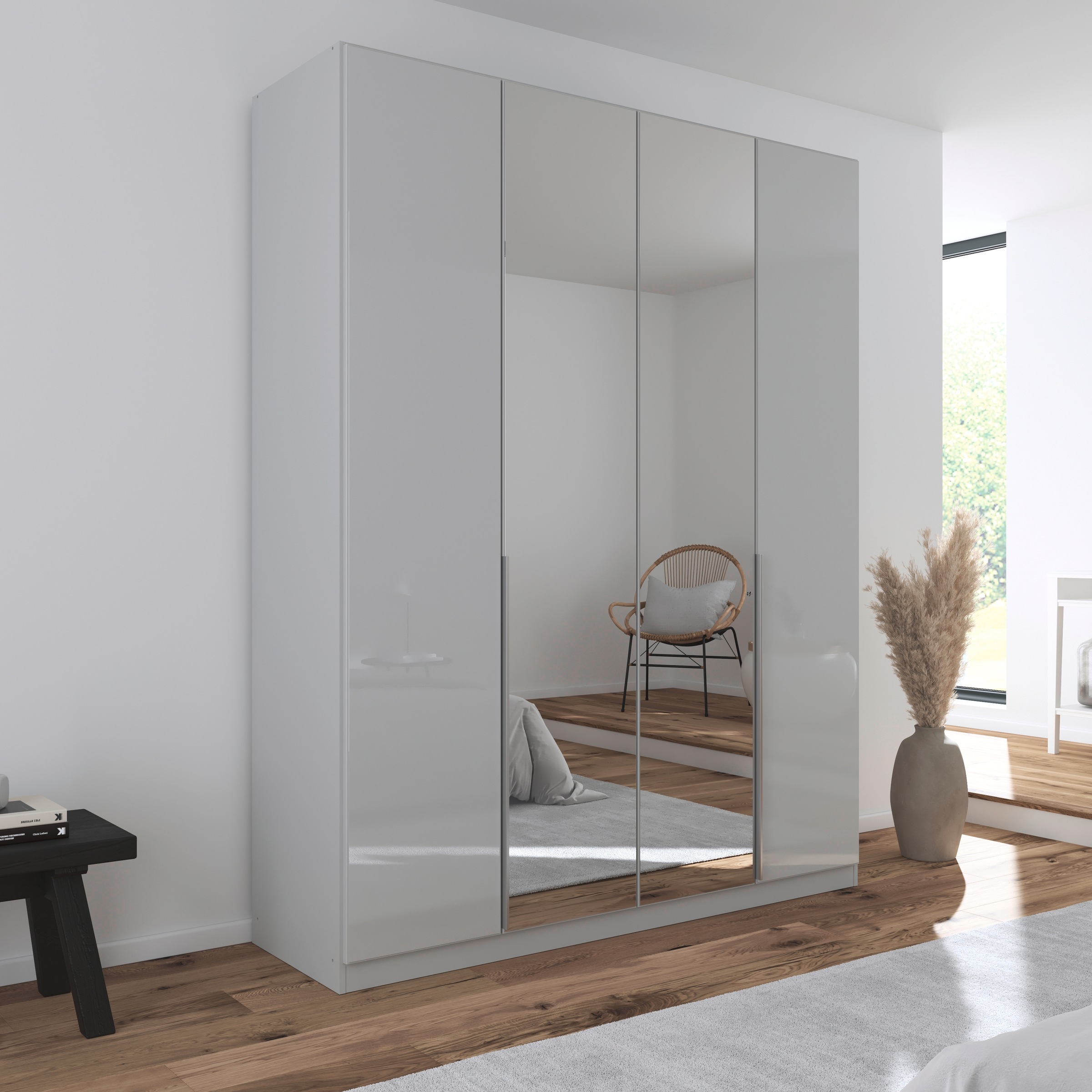 rauch Drehtürenschrank »Kleiderschrank Kleiderschränke Schrank Garderobe AGORDO mit Glasfront«, (in zwei Griff-Farben), durchdachte Innenausstattung, in 6 Breiten und 2 Höhen MADE IN GERMANY