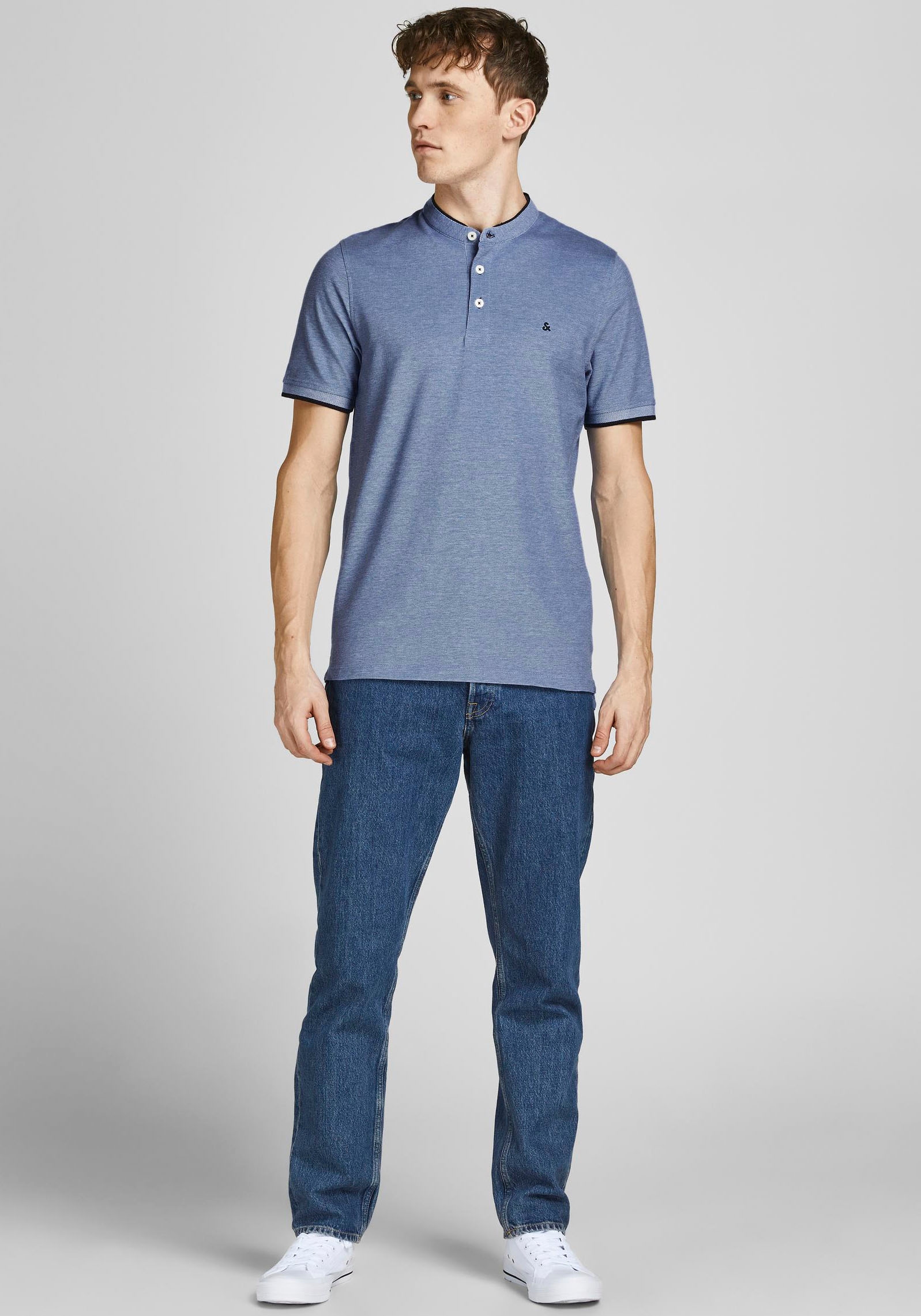 Jack & Jones Kurzarmshirt "PAULOS MAO POLO", mit kontrastfarbiger Kante am günstig online kaufen