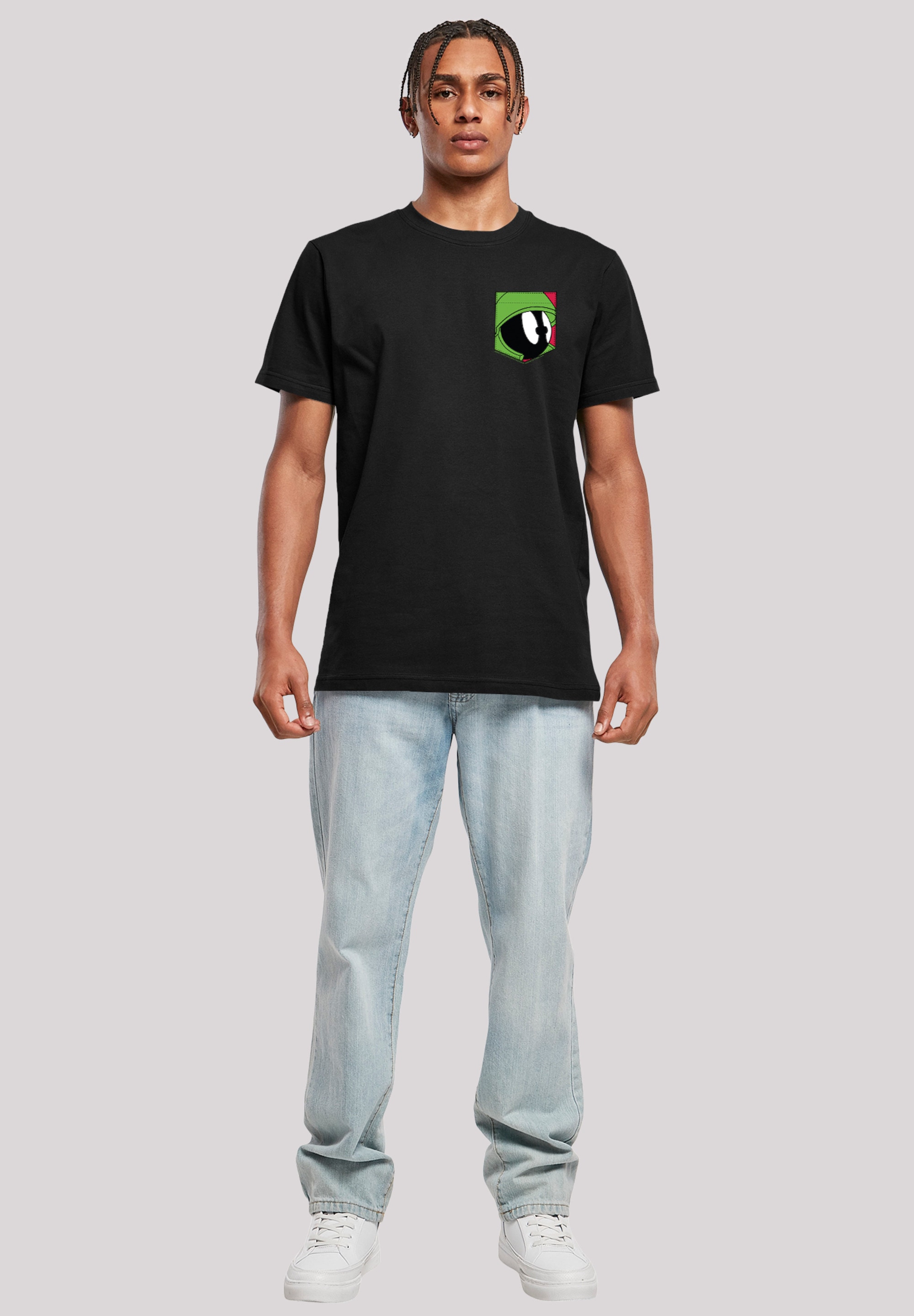 F4NT4STIC T-Shirt »Looney Tunes Marvin The Martian Face Faux Pocket«, Print