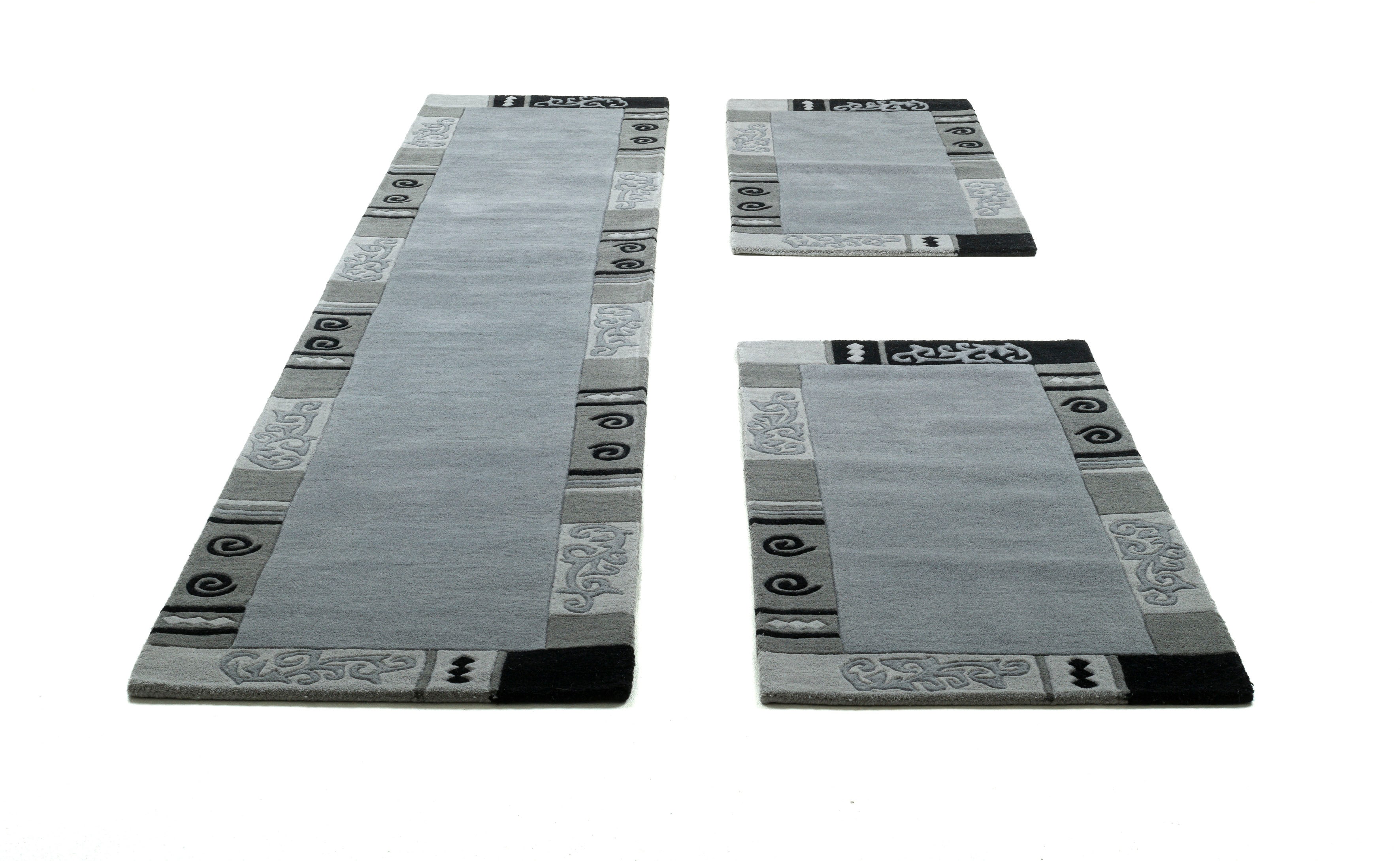 Bettumrandung THEKO, H:14mm, grau, Obermaterial: 100% Schurwolle, Schlafzimmer, Bettumrandungen, "Ambadi", Bettvorleger, reine Wolle, mit Bordüre,