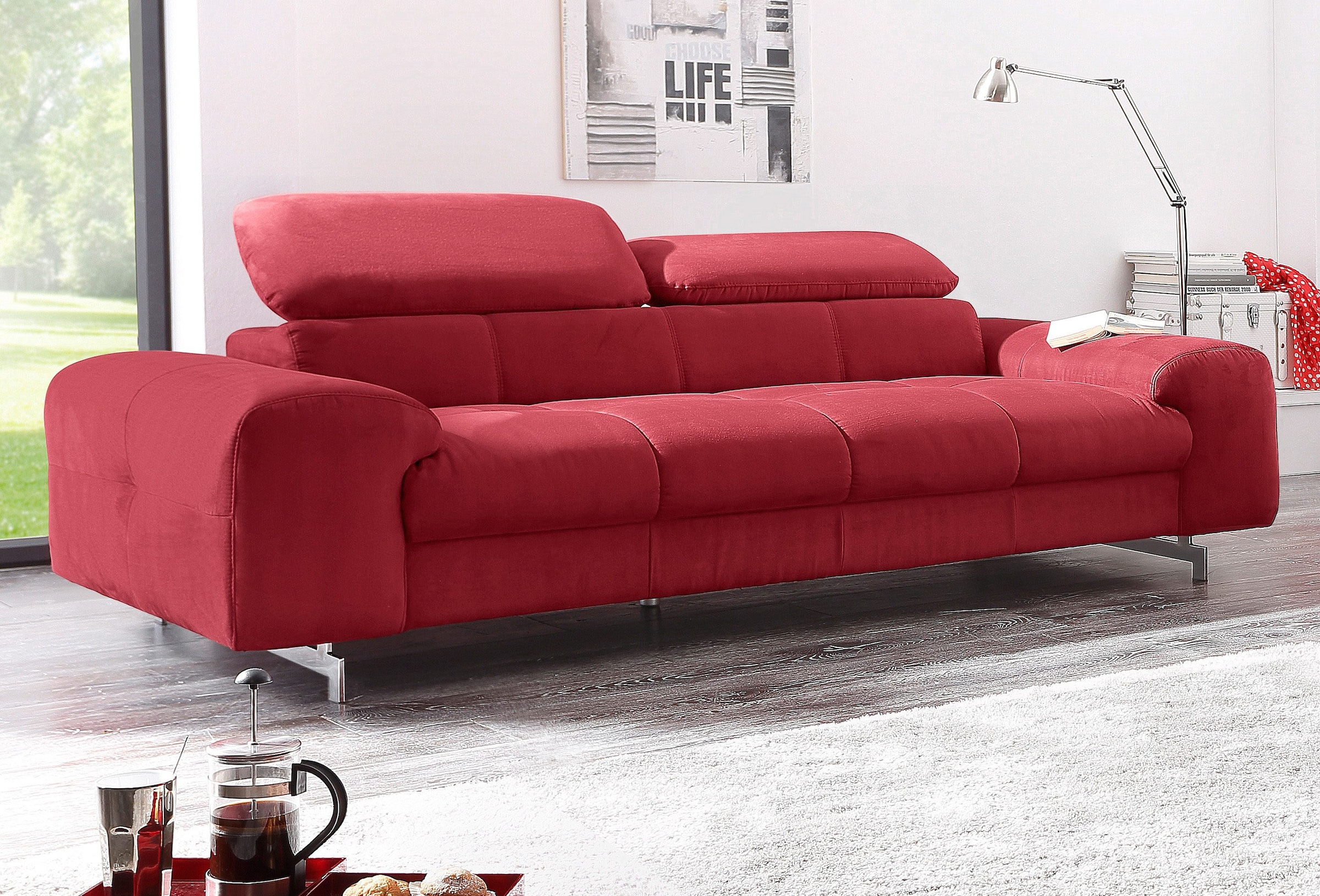 COTTA 3-Sitzer »Chef« Big-Sofa mit Kopfteilverstellung, edle Metallkufen