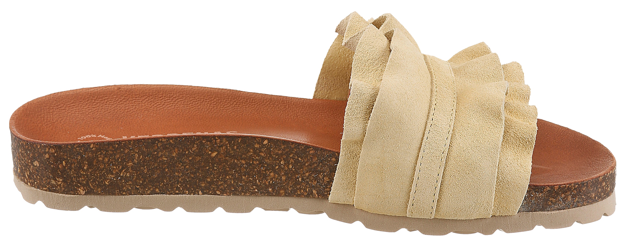 VERBENAS Pantolette »Rocio Roda«  Sommerschuh, Flat mit geschwungenen Laschenstoff