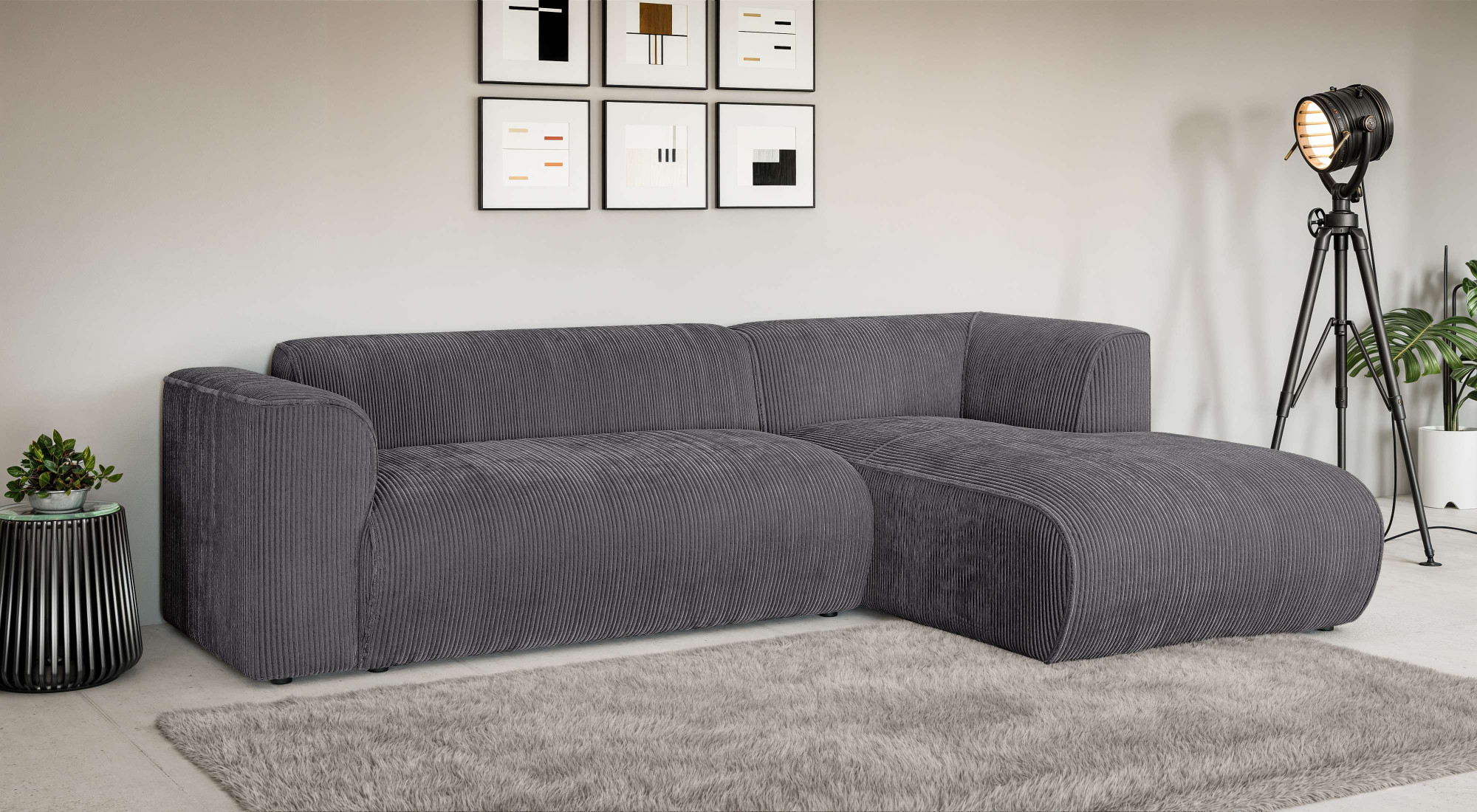 Home affaire Ecksofa "GENTON L-Form (257 cm), zeitlos & stilvolles Design," Aufwendig gepolstert, in Cord, Chenille und Struktur